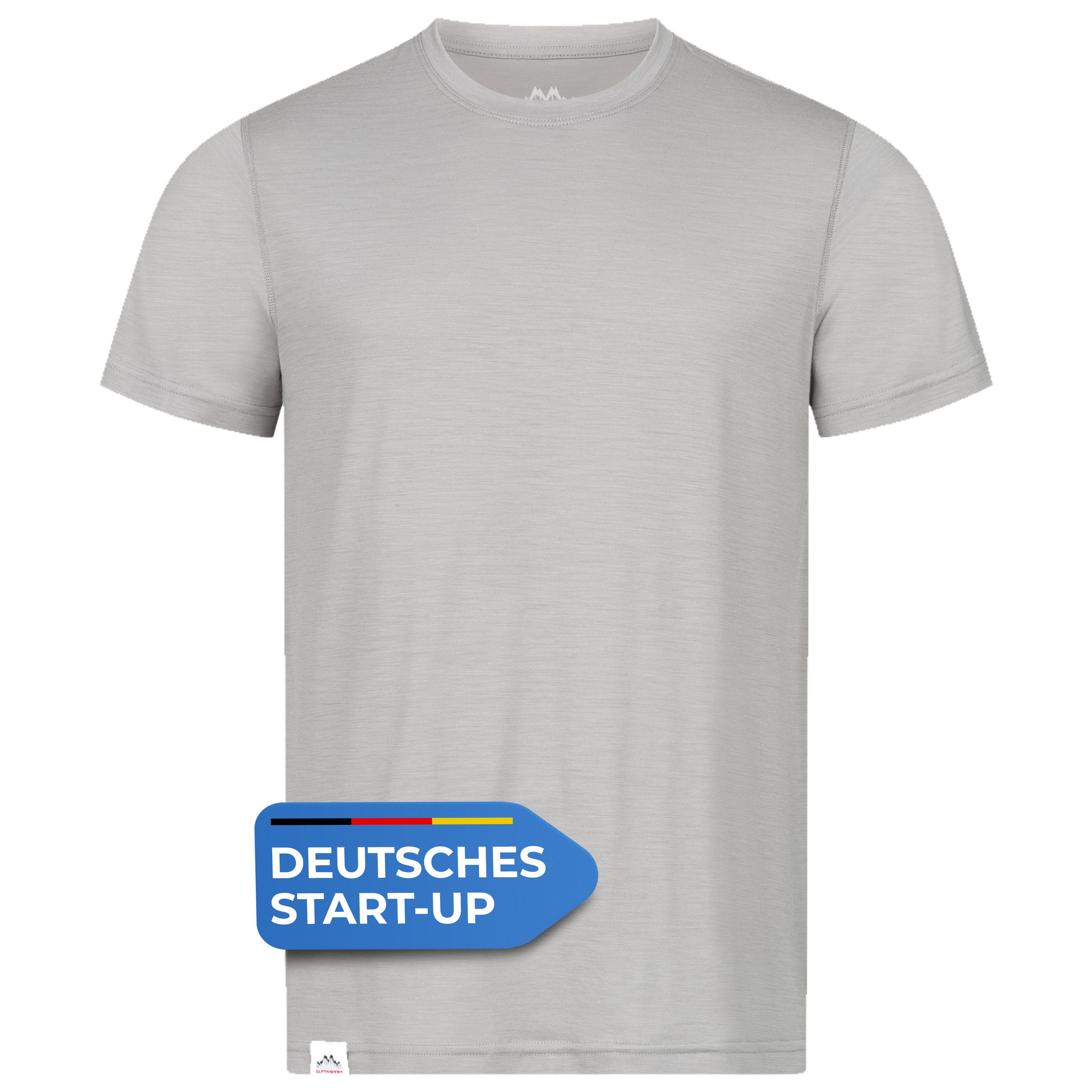 Alpenwert T-Shirt Herren Merino T-Shirt - mulesingfreie Wolle - hergestellt in Portugal (1 Pack) Antibakteriell, Anti-Schweiß-Geruch, Outdoor & Funktionsshirt