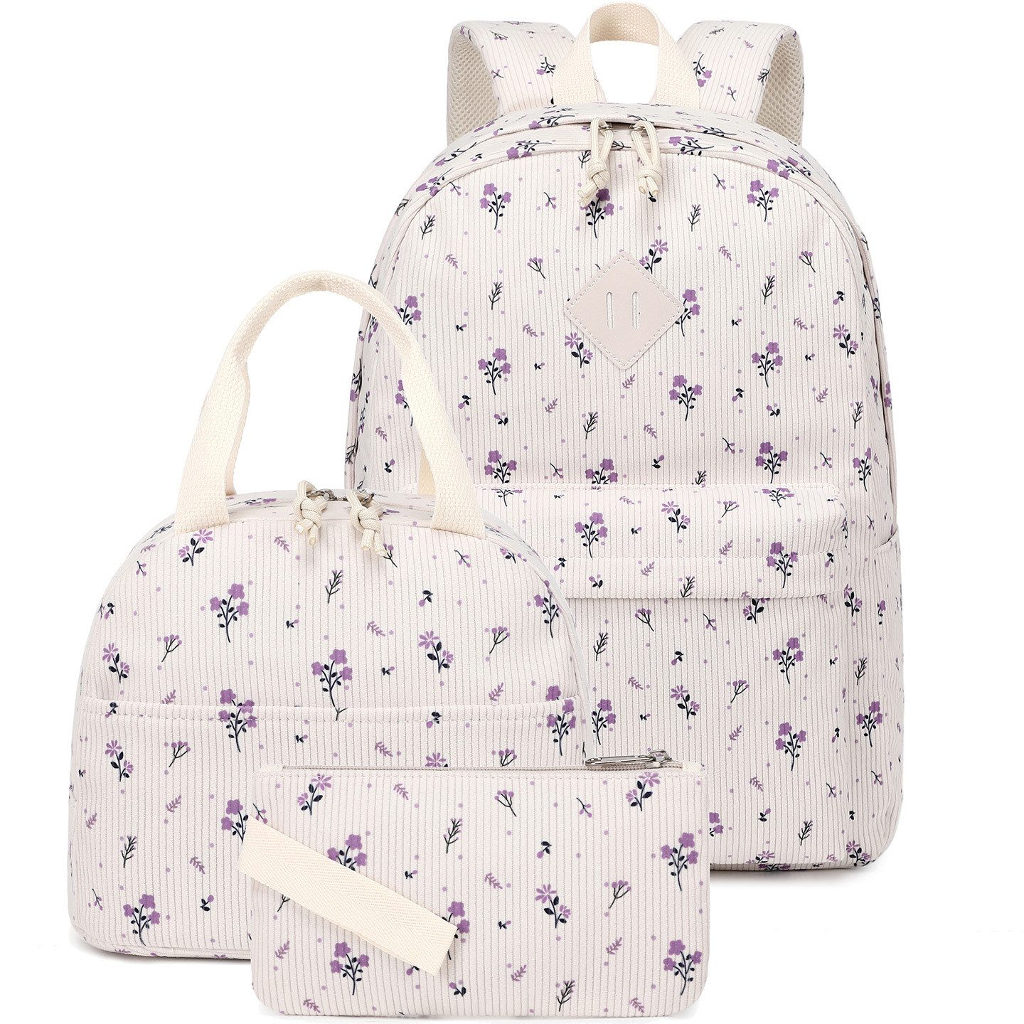 MOPUEA Schulrucksack Schulrucksack Set 3 tlg Wasserabweisend mit Lunch-Tasche &Federmappe (3-teiliges Schulrucksack-Set für Schule Freizeit und Ausflüge, Rucksack Lunch-Tasche und Federmappe für mehr Ordnung im Alltag), Leicht wasserabweisend ergonomisch mit 15,6-Zoll-Laptopfach