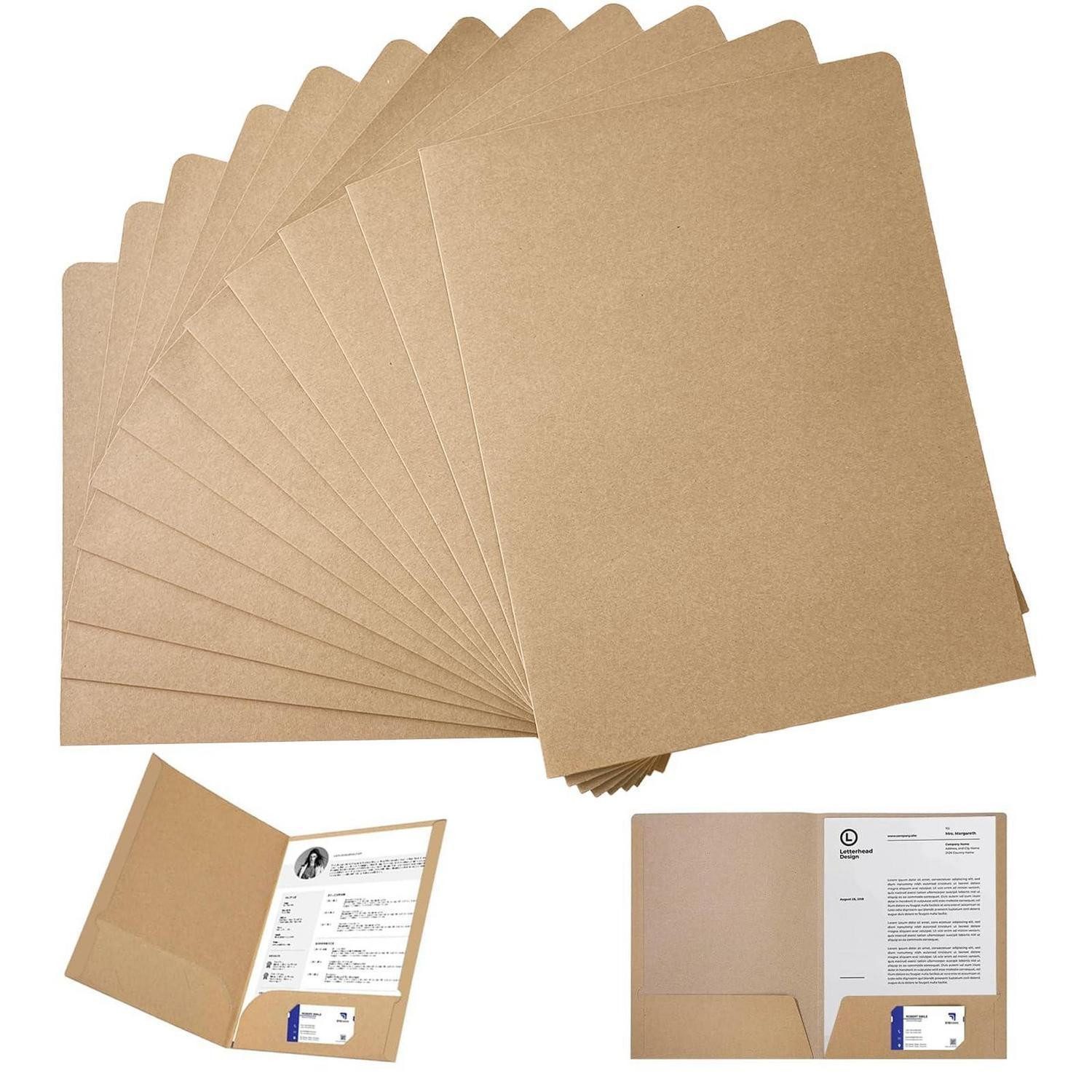LuxusKollektion Organisationsmappe Ordner A4 Braun 12er-Pack Kraftpapier mit Tasche