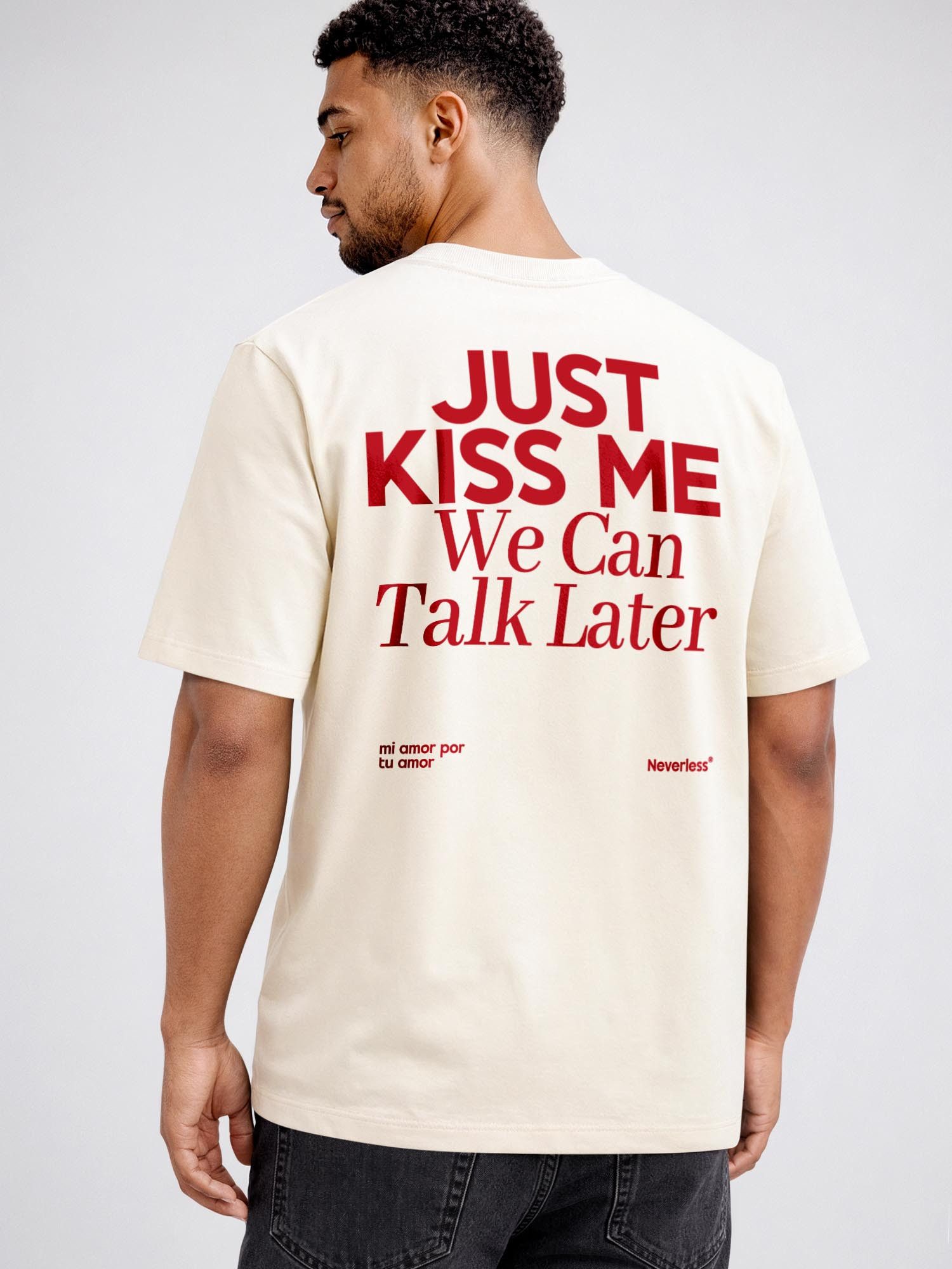 Neverless Oversize-Shirt Herren T-Shirt - just kiss Oversized Relaxed Fit Printshirt Sommer mit Print