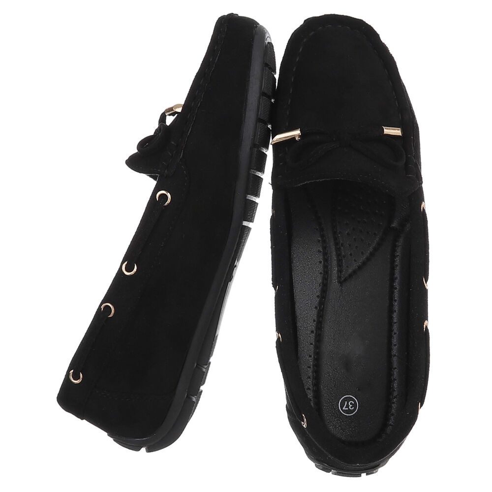 Ital-Design Damen Mokassin mit elegantem Design und optimalem Komfort Slipper (91260999) Flach Mokassins in Schwarz