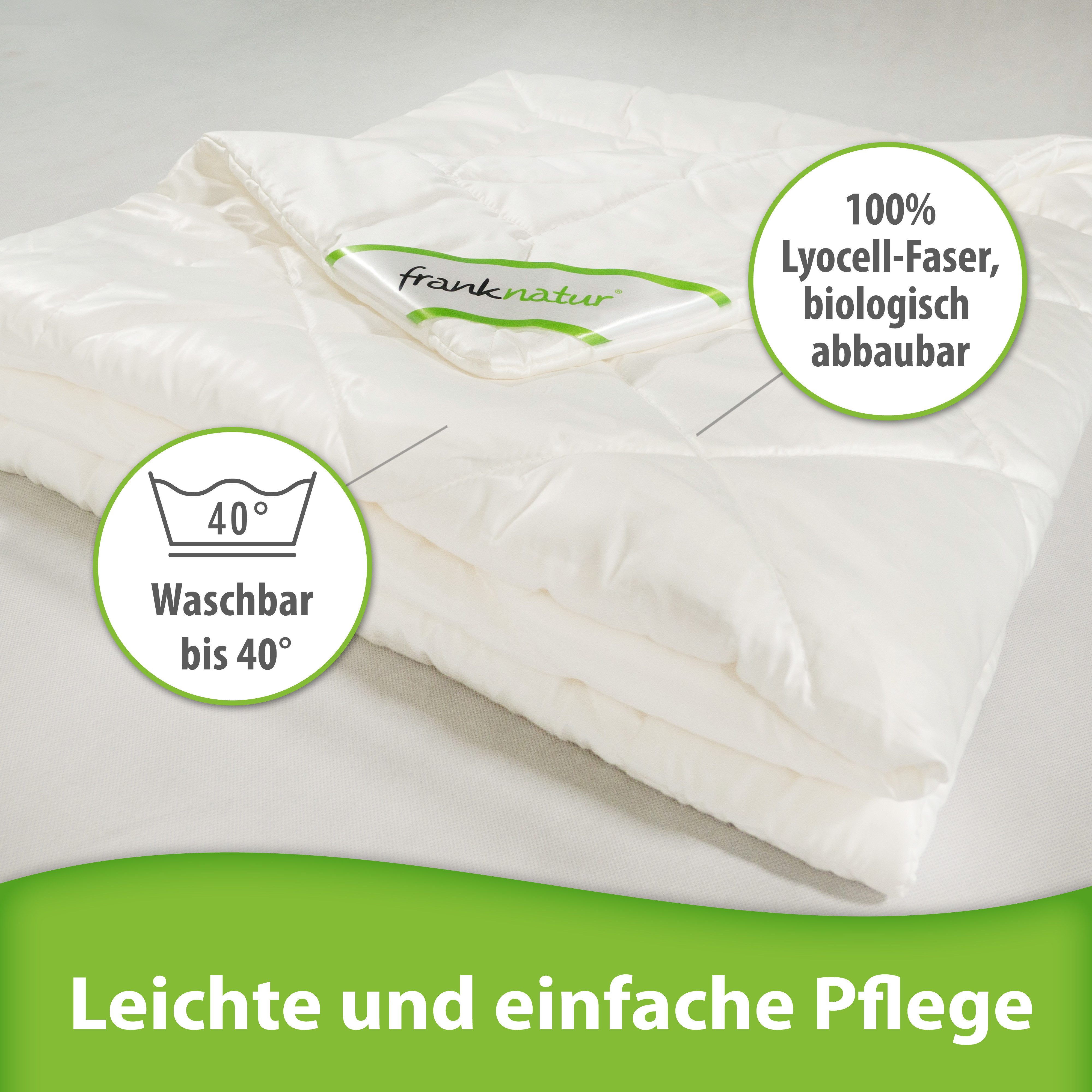 franknatur Naturfaserbettdecke Sommerdecke Lyocell, Füllung: 100% Lyocell, Bezug: 100% Lyocell, extra leichte Sommerdecke mit Lyocell-Bezug – Bild 5 von 5
