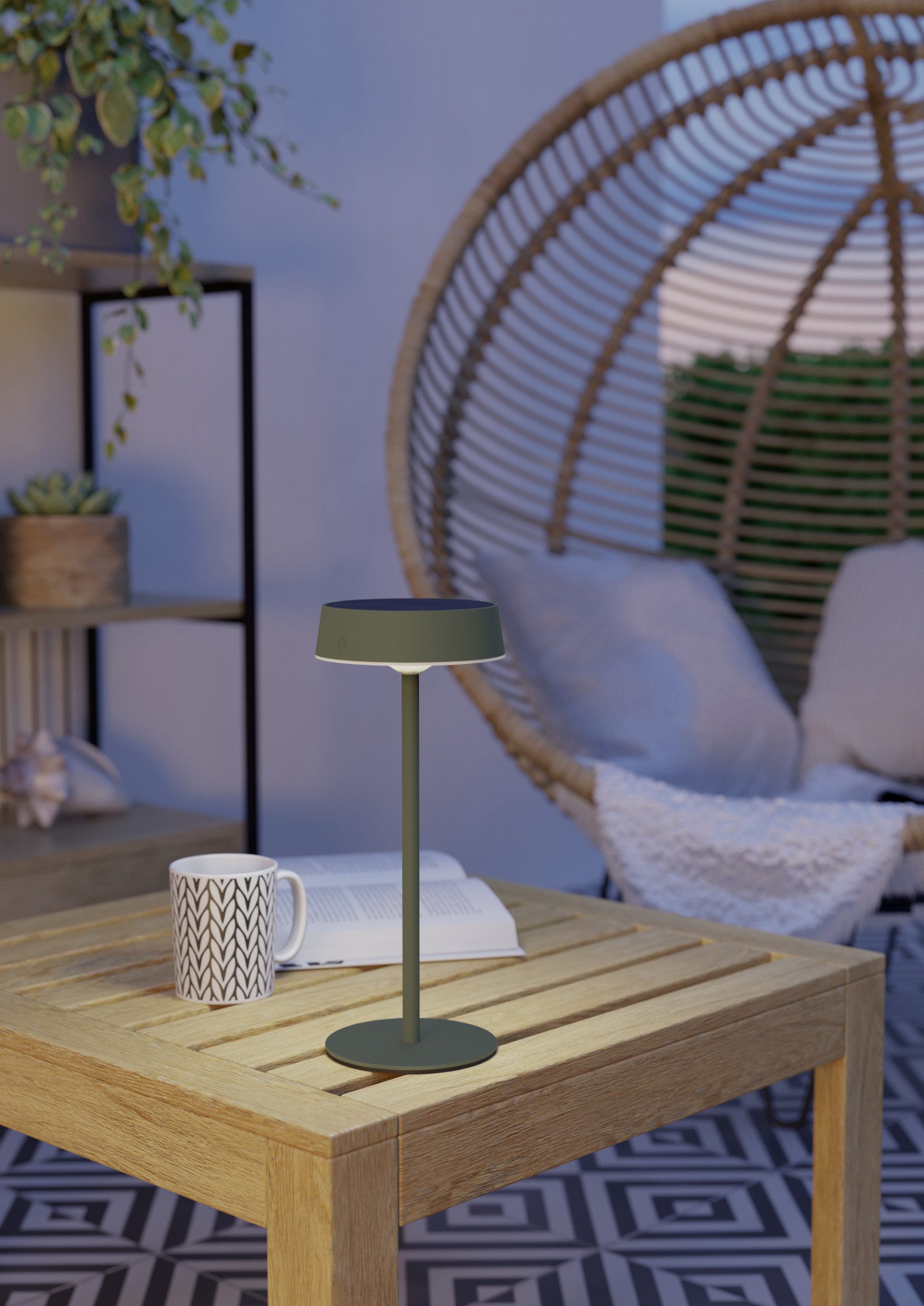 EGLO Tischleuchte SIMERI Tischlampe - Stahl - SOLAR-LED - 3W - IP44, Dimmfunktion, Farbwechsel, USB-Anschluss mit Ladefunktion, mehrere Helligkeitsstufen, LED fest integriert, Neutralweiß, Kaltweiß, Warmweiß, Solarleuchte, Außentischleuchte, Akku, Leselampe, H31 x Ø13 cm