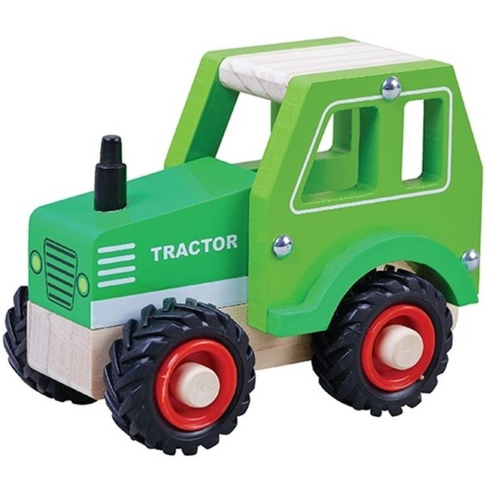 LeNoSa Spielzeug-Traktor Kinder Holz Fahrzeug • Bulldog mit Gummirädern