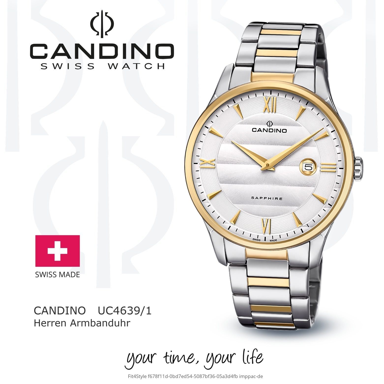 Candino Quarzuhr Candino Herren Uhr rund, Elegant Herren silber, C4639/1, Analog Edelstahlarmband gold, Armbanduhr