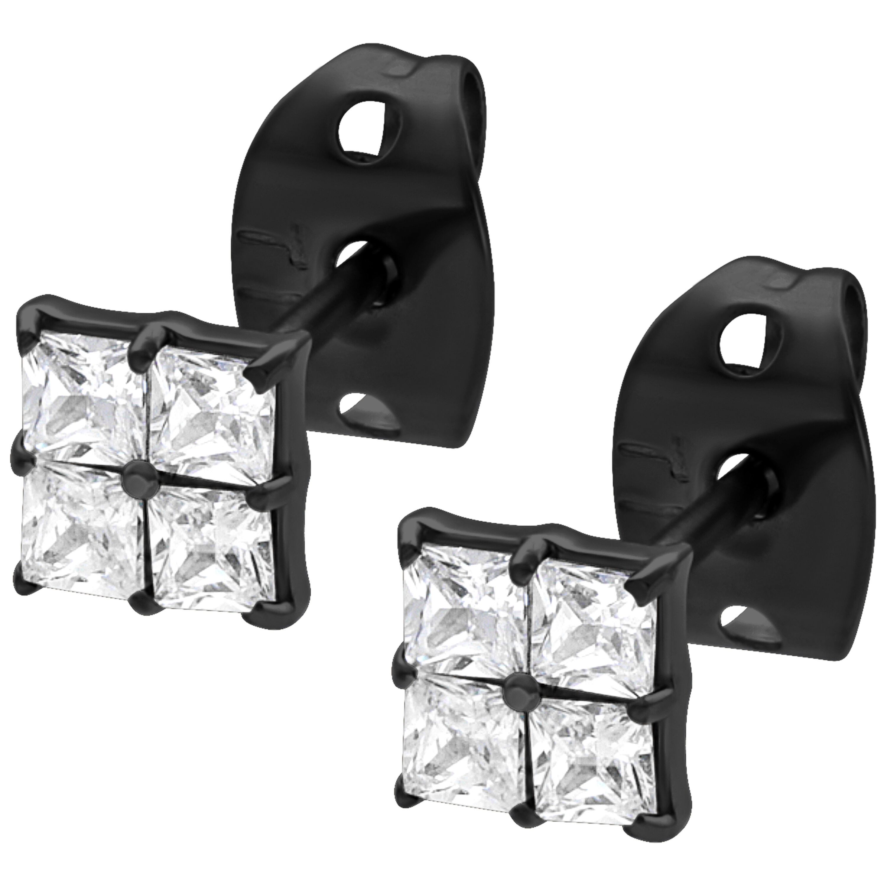 Paar Ohrstecker Crystal Square Earstuds - Schwarz
