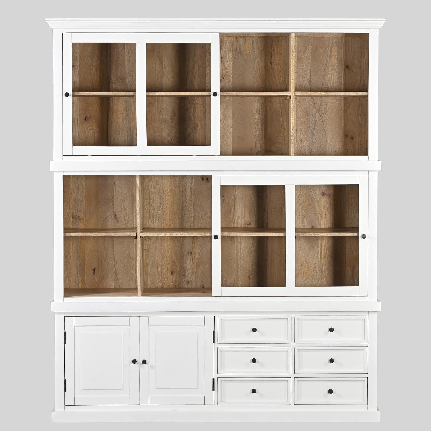 baario Buffet Schrank CREEK Landhaus weiss Massivholz Wohnzimmerschrank Schiebetüren