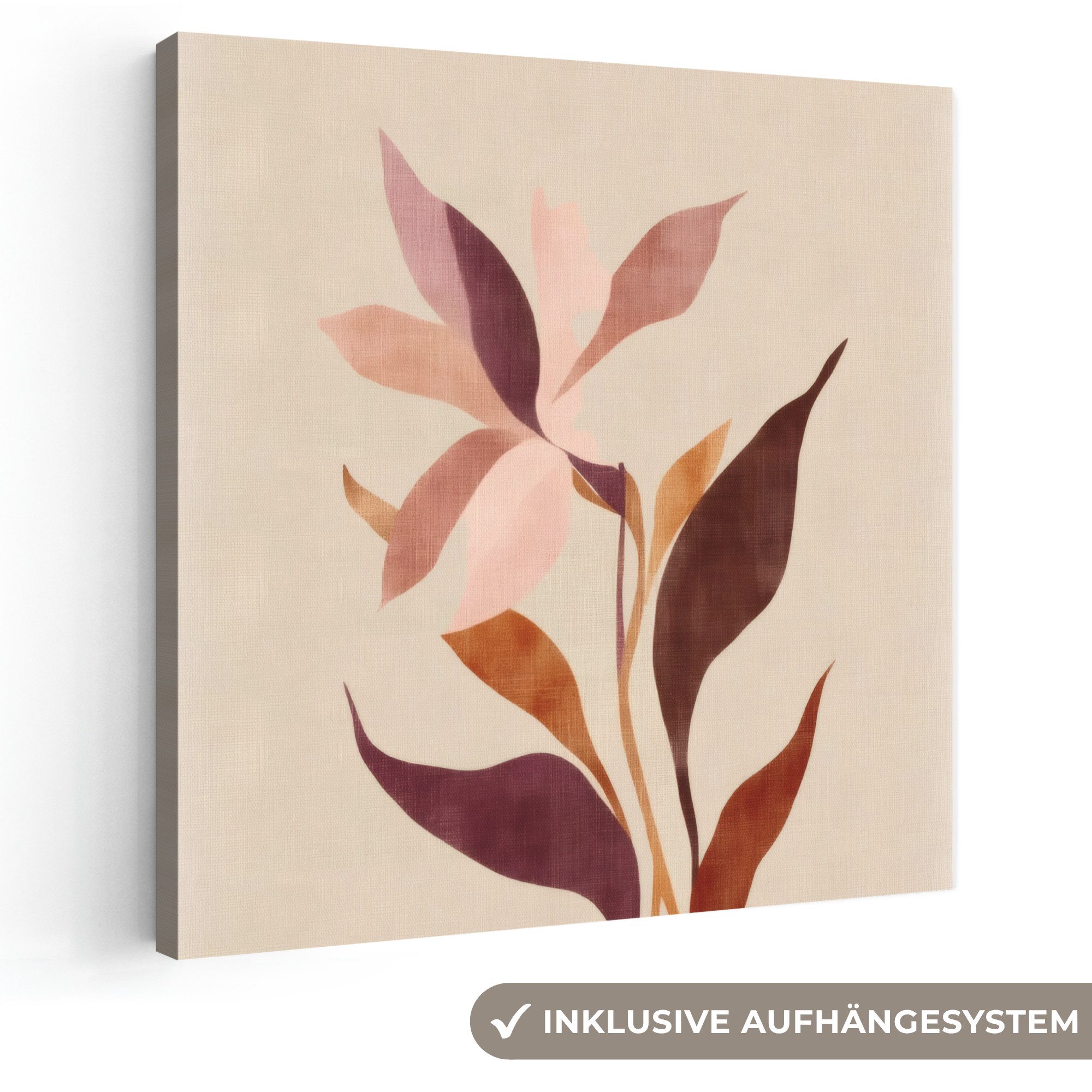 OneMillionCanvasses® Leinwandbild Blumen - Blütenblätter - Minimalistisch - Rosa, Fotodruck (1 St), Wandbild, Deko Schlafzimmer Wohnzimmer Flur 20x20 cm