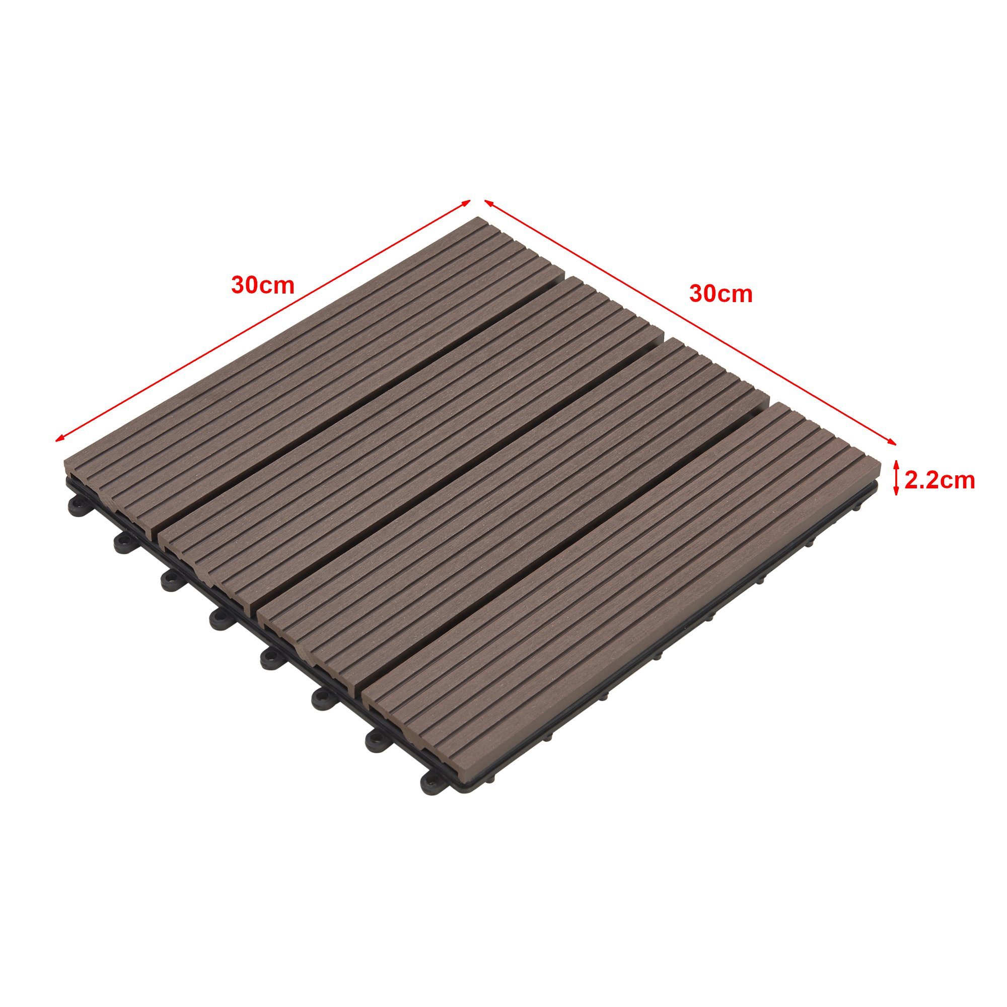 en.casa Klickfliesen, Set, 11 Stk., »Schramberg« WPC Fliesen 11er Set 1m² Dunkelbraun