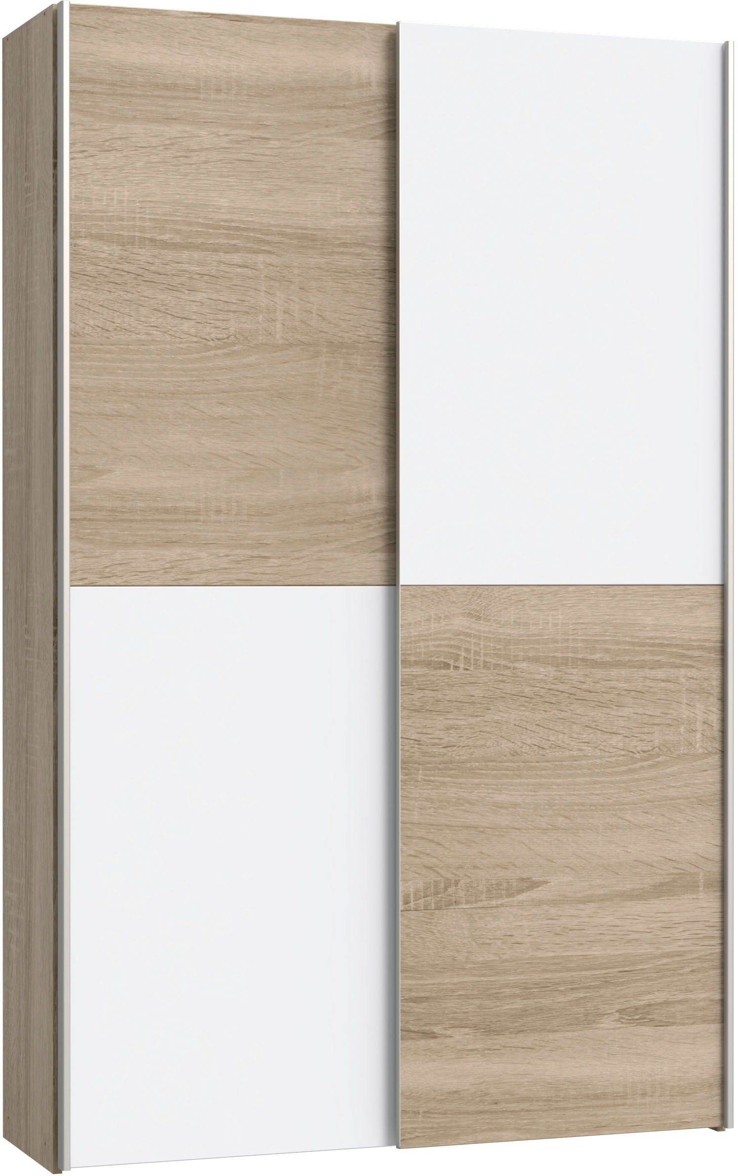 Wäscheschrank Ozzula, Mehrzweckschrank, Schwebetürenschrank, Garderobenschrank