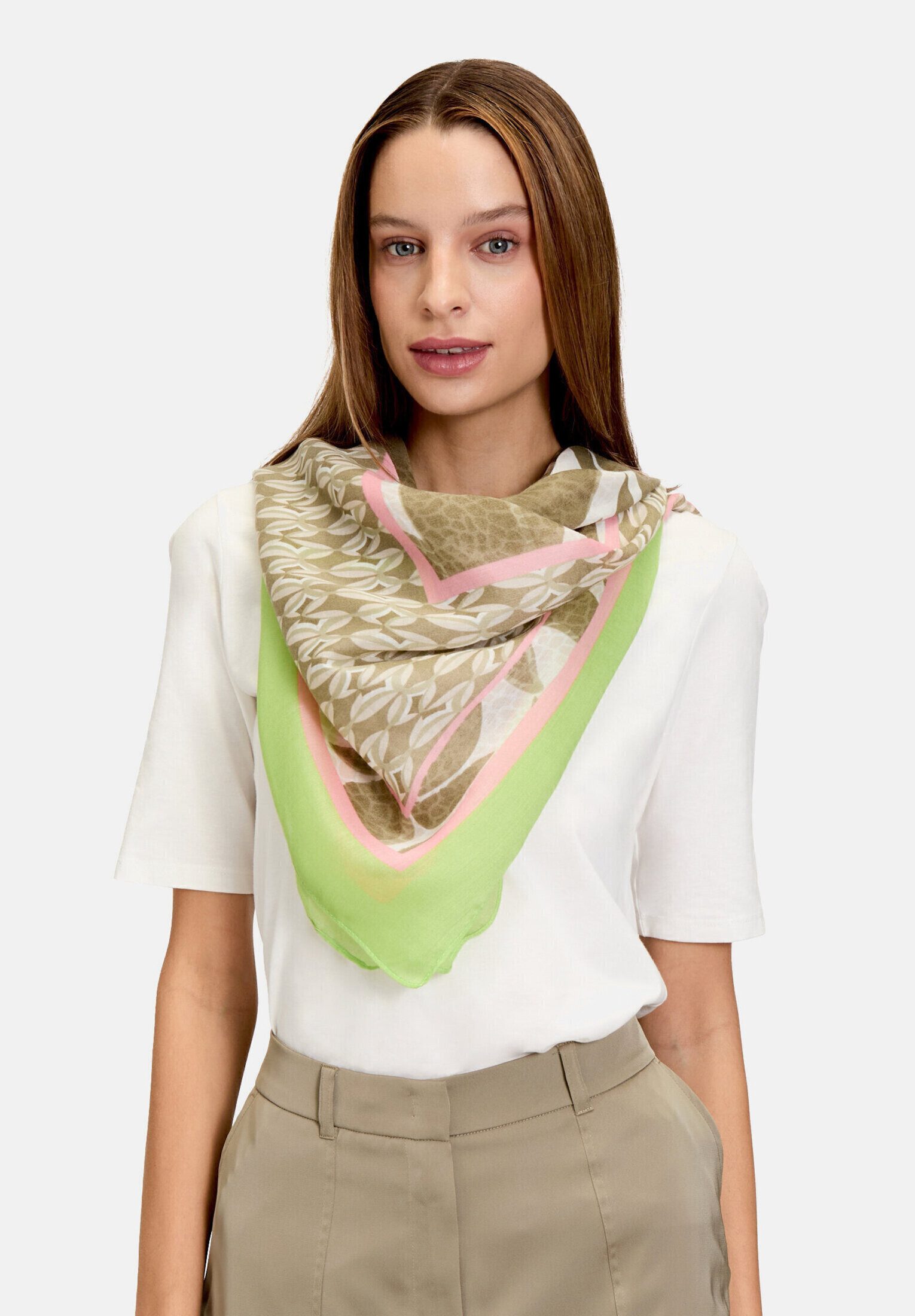 Betty Barclay Modetuch Damen mit Aufdruck, Fransen