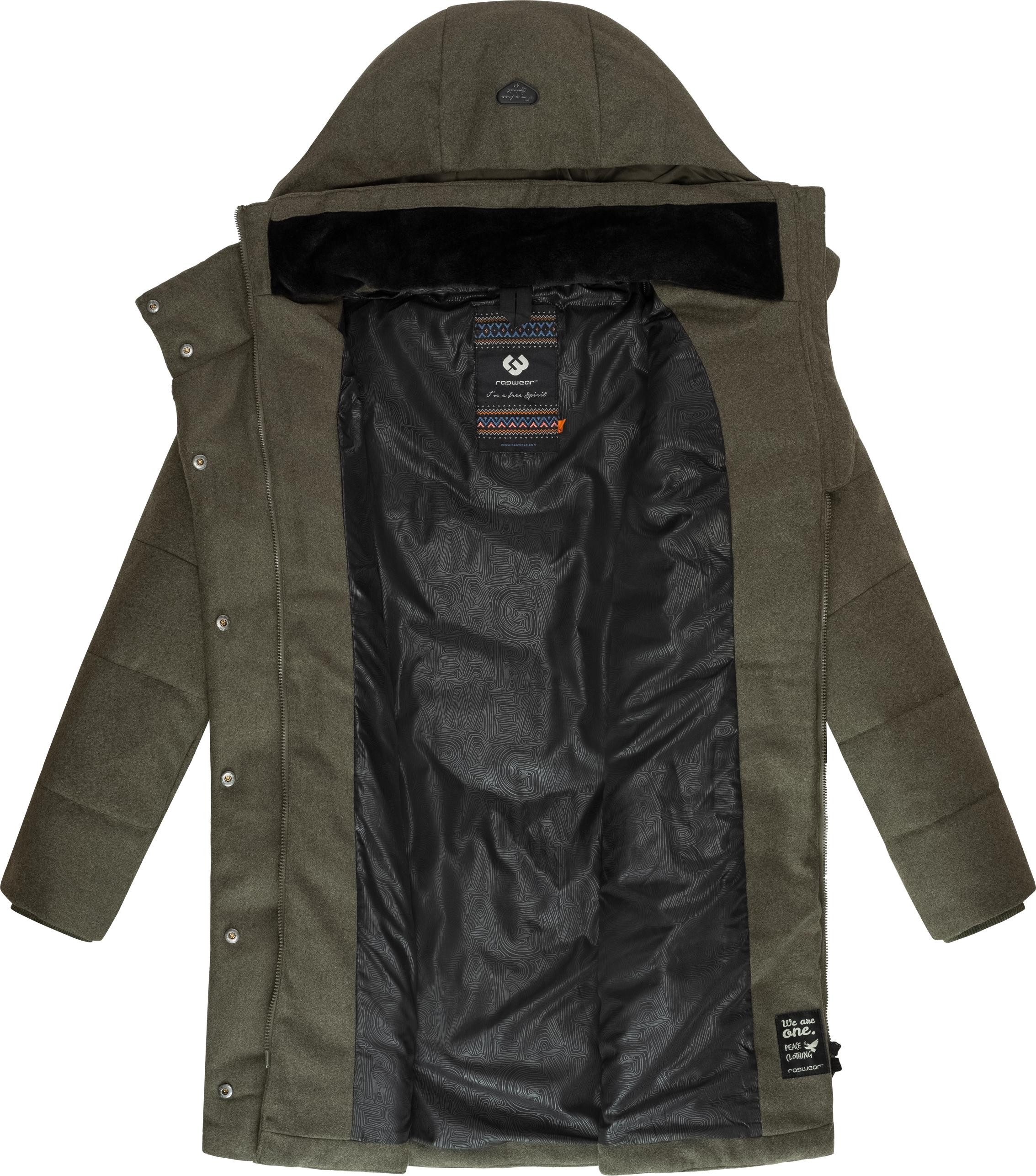 Ragwear Wintermantel Pavla Coat stylischer Damen Steppmantel in Woll-Optik
