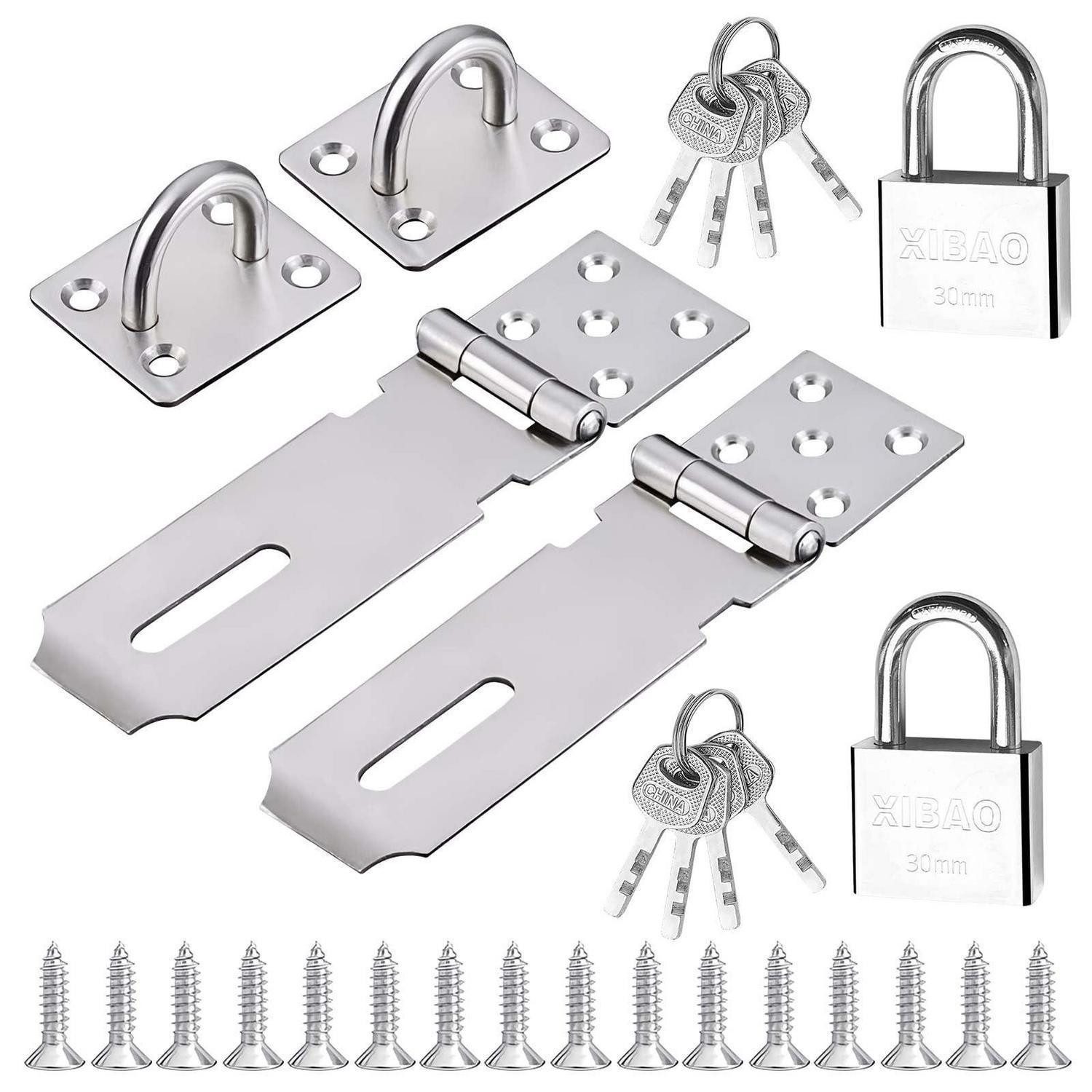 LuxusKollektion Vorhängeschloss Vorhängeschloss Haspe Edelstahl 4 Stück 30mm 4 Schlüssel