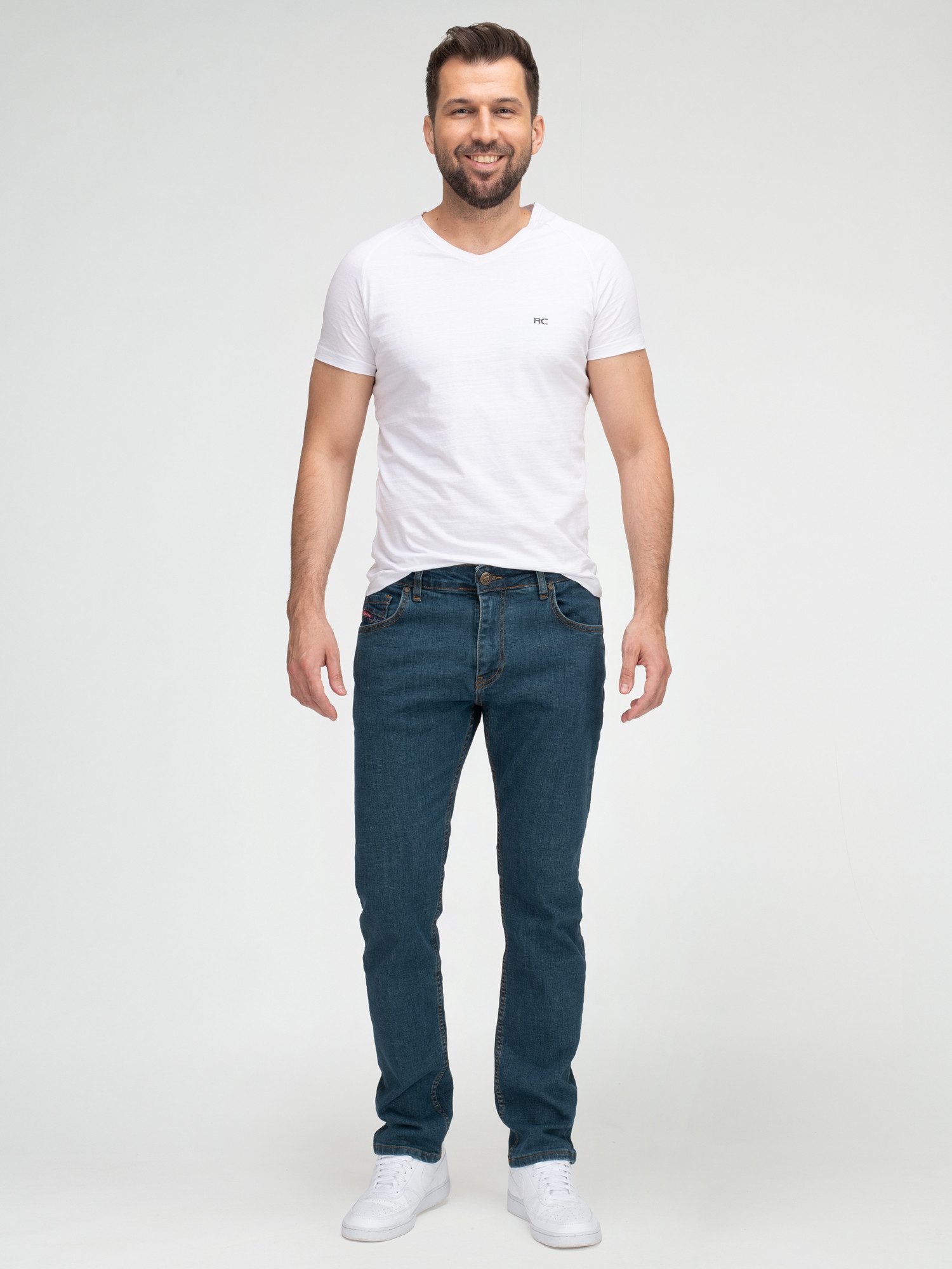 Lorenzo Loren Straight-Jeans Herren Jeans Stretch Blau LL-4015 – Bild 4 von 5
