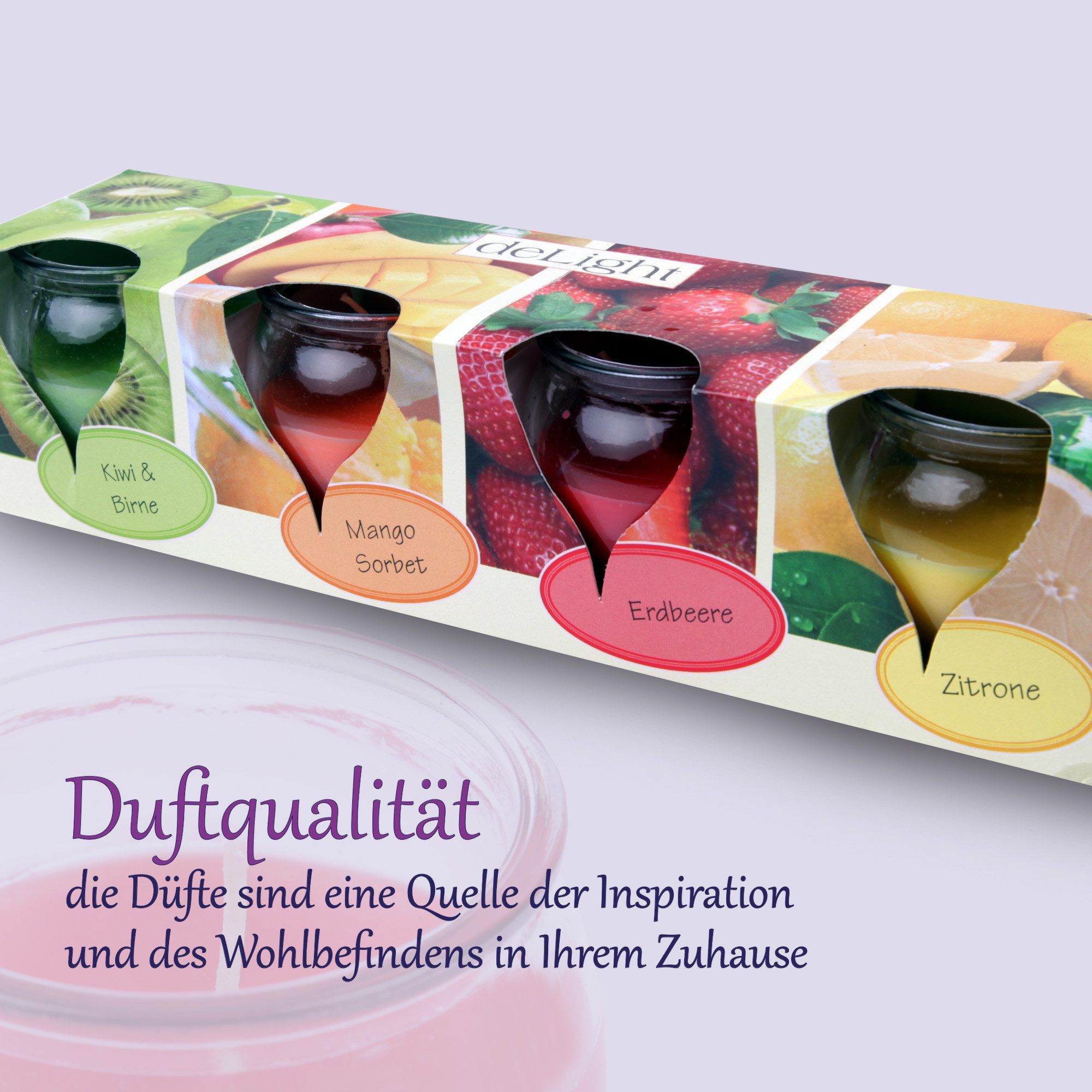 HS Candle Duftkerze Selection Duftmix im Glas (12-tlg), Fruit Selection, Duftnote fruchtig, Ø6x6cm, 18h, frisch & sommerlich – Bild 4 von 5