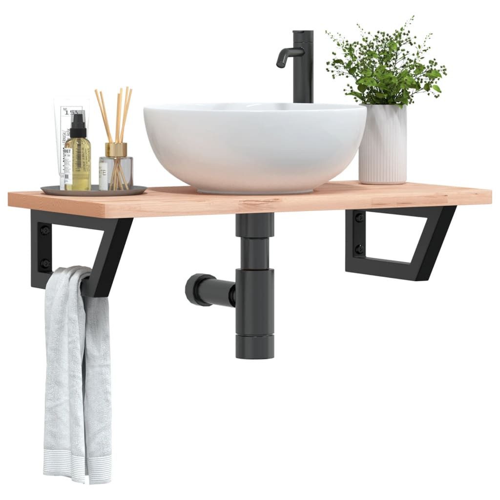 vidaXL Halterung Waschtisch-Halterungen 2 Stk. Schwarz Trapezförmig Stahl, (1-tlg) – Bild 2 von 5