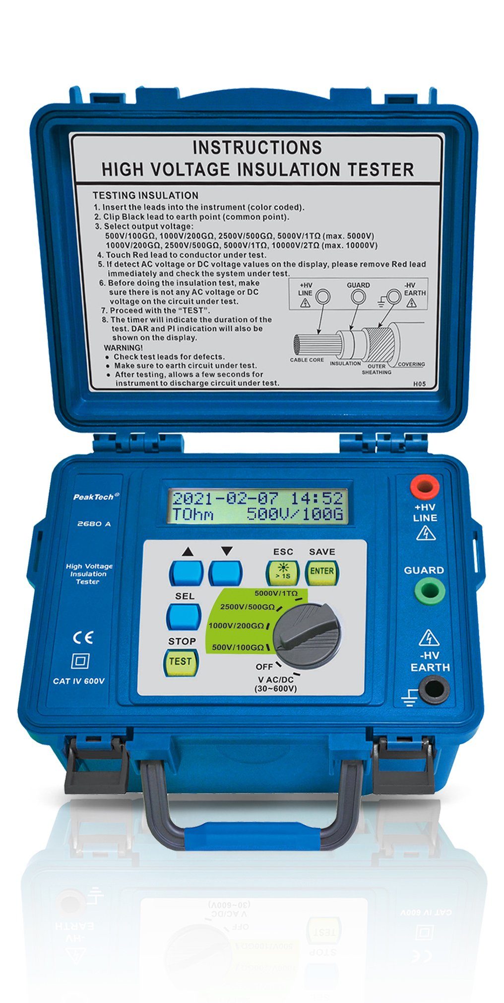 PeakTech Spannungsprüfer PeakTech P / (1 Hochspannung, TOhm, ~ St) 2680 A» Isolationsmessgerät 1 5000 V