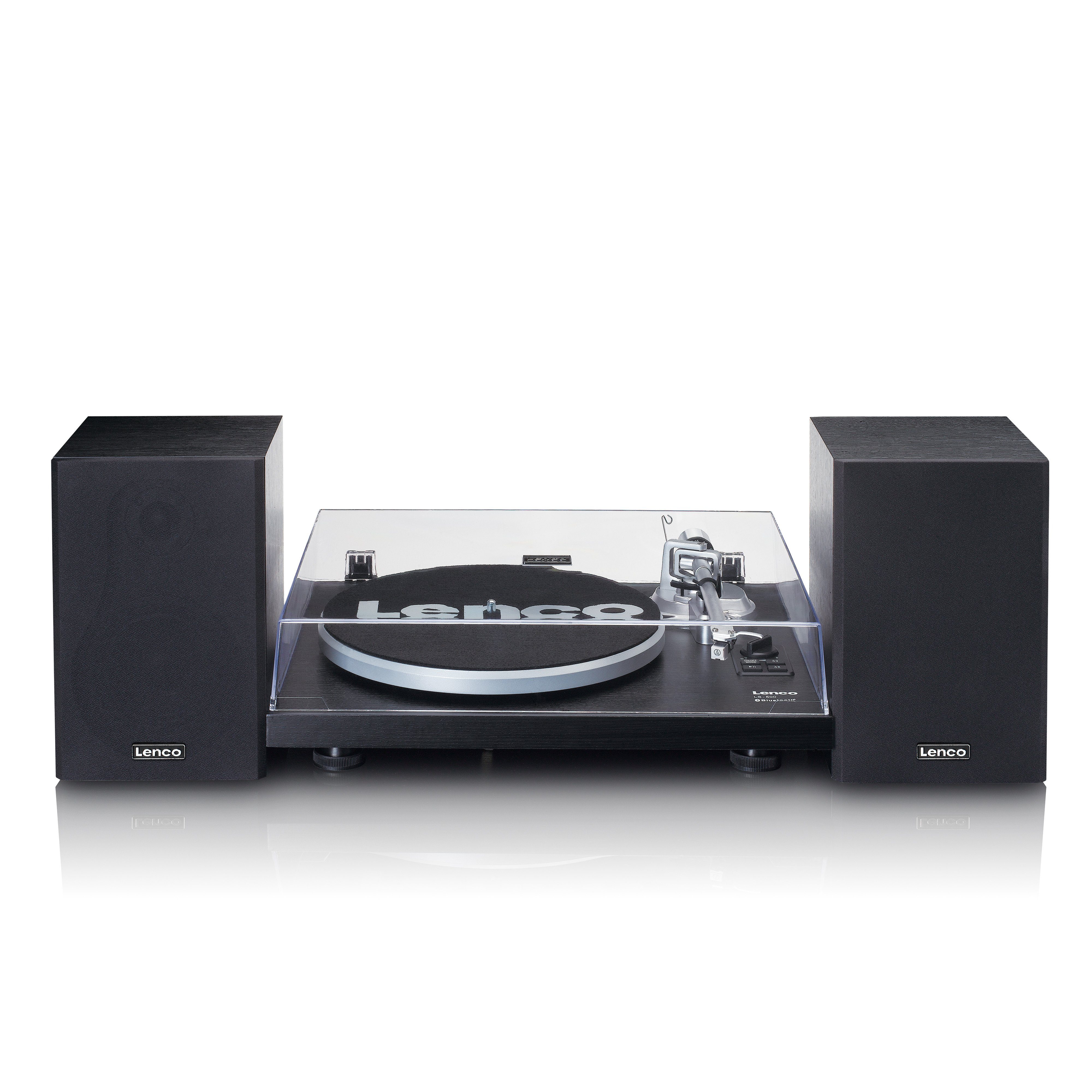 Lenco LS-500BK Plattenspieler (Riemenantrieb, Bluetooth, 60W RMS externe Holzlautsprecher, 33/45 U/min und Bluetooth Streaming) – Bild 2 von 5