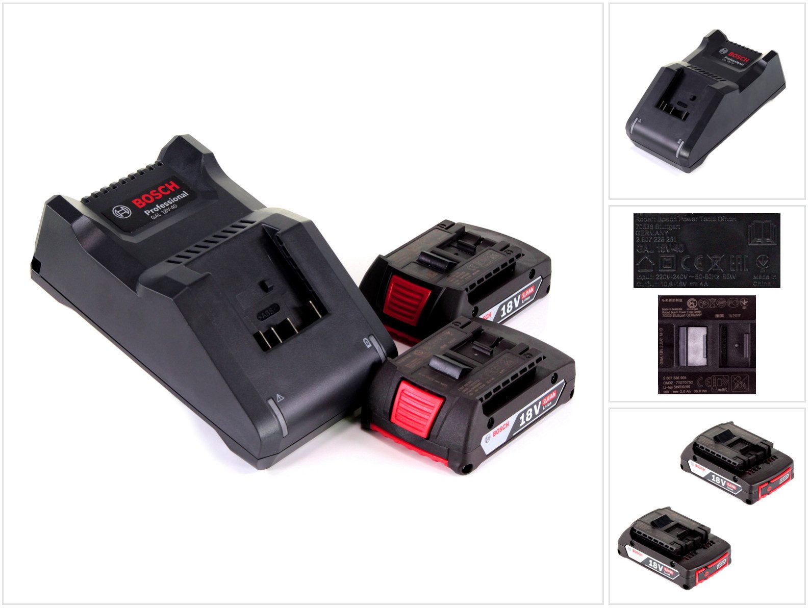 Bosch Professional Starter Set 18V mit 2x GBA Akku 2,0Ah (1600Z00036) + GAL 18V-40 Akkupacks