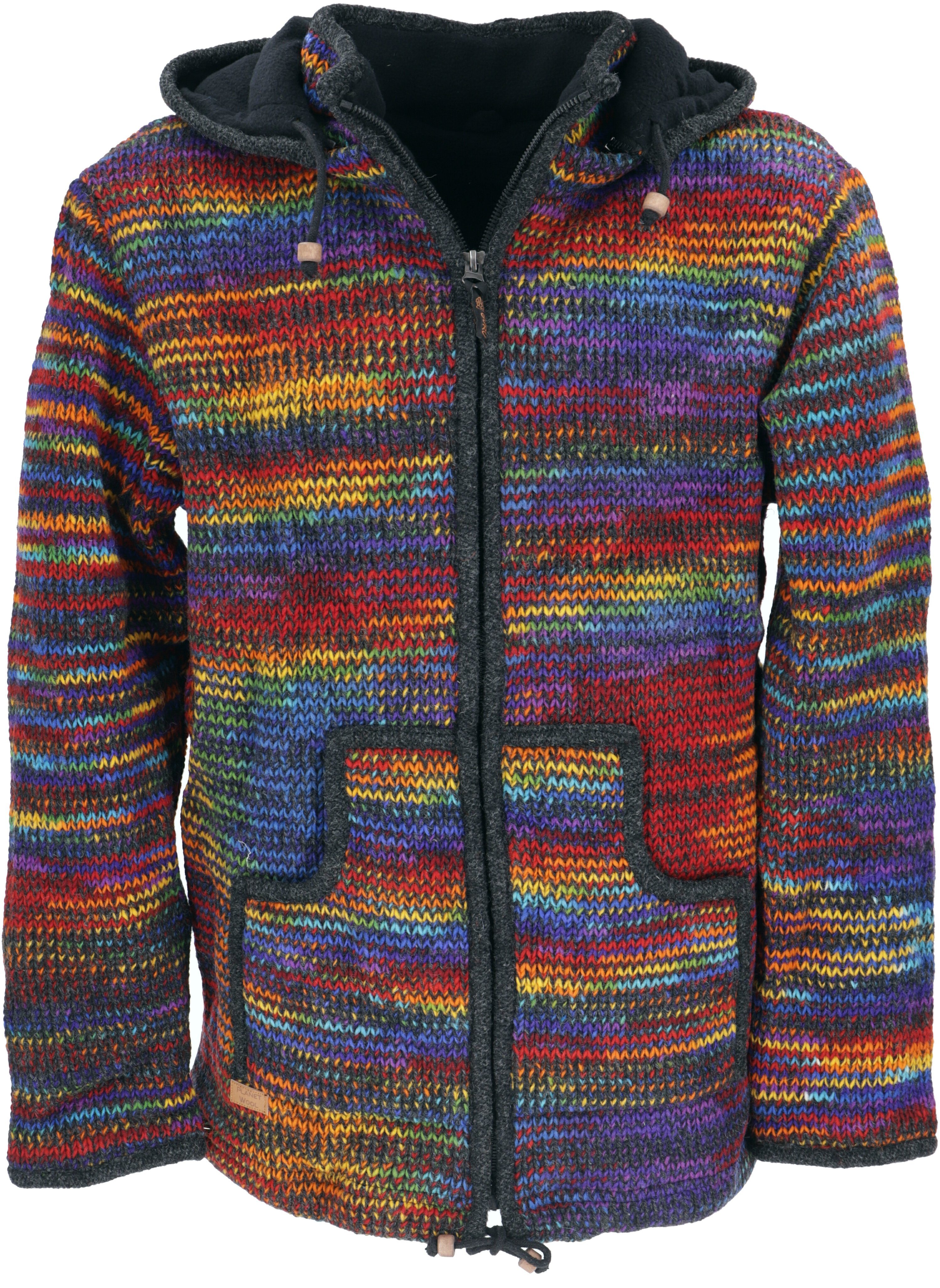 Guru-Shop Langjacke Kuschelige gefütterte Unisex Strickjacke,.. alternative Bekleidung