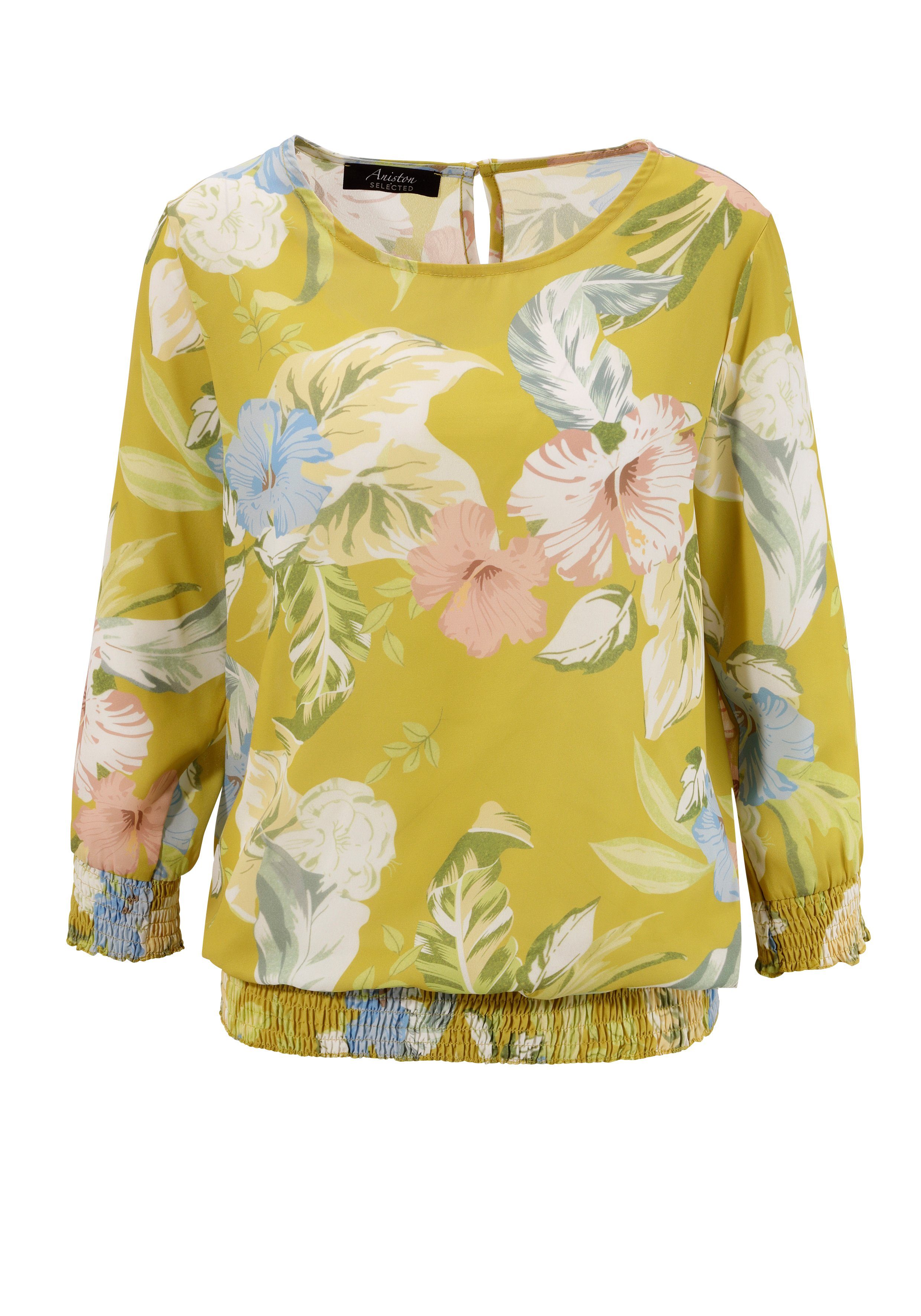 Aniston SELECTED Schlupfbluse mit großem Blätter- und Blumendruck