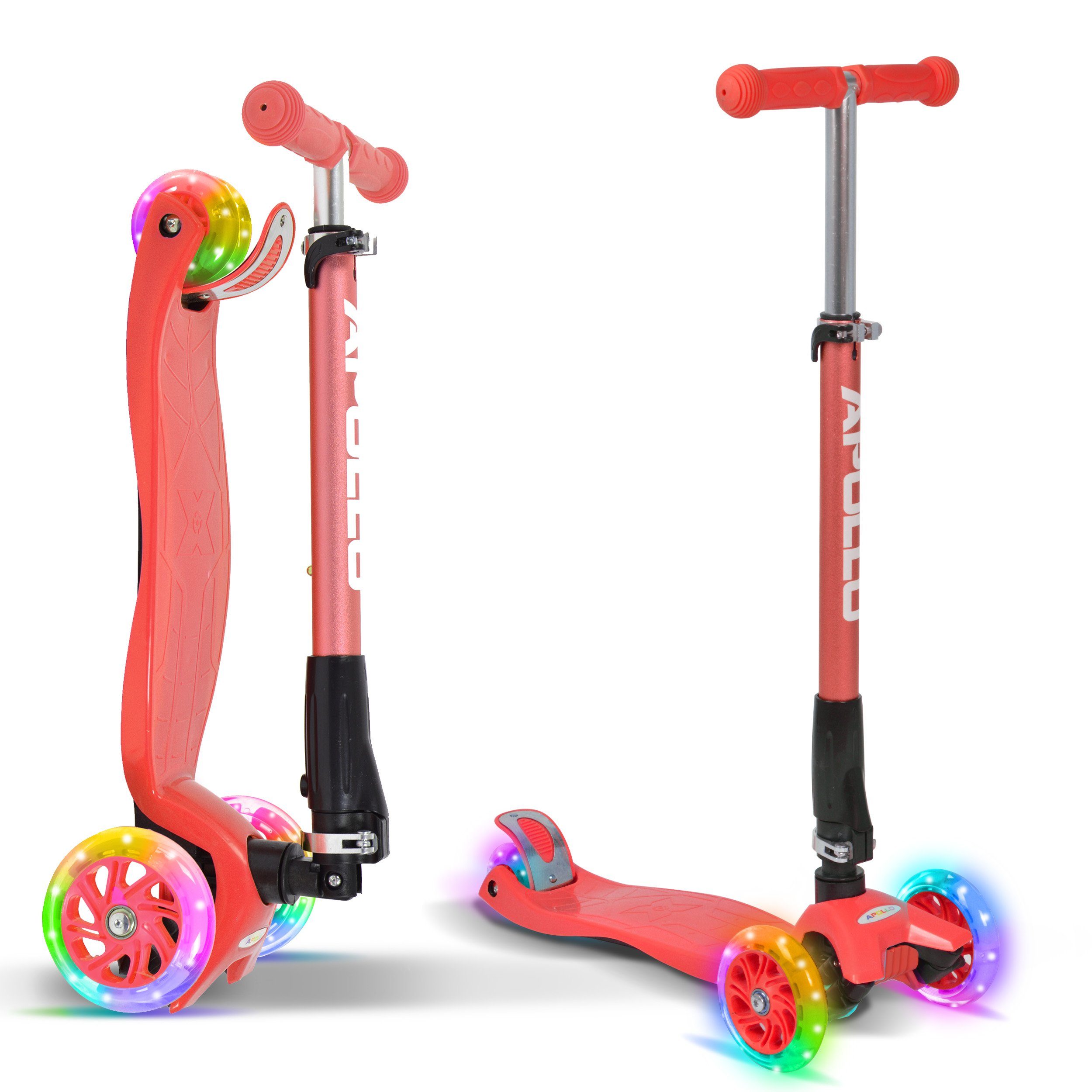 Apollo Dreiradscooter Kinderroller Kids Whiz LED 3-Rad Scooter ab 3 Jahren Tretroller, Klappbarer und höhenverstellbarer Kinder Scooter mit LED Wheels