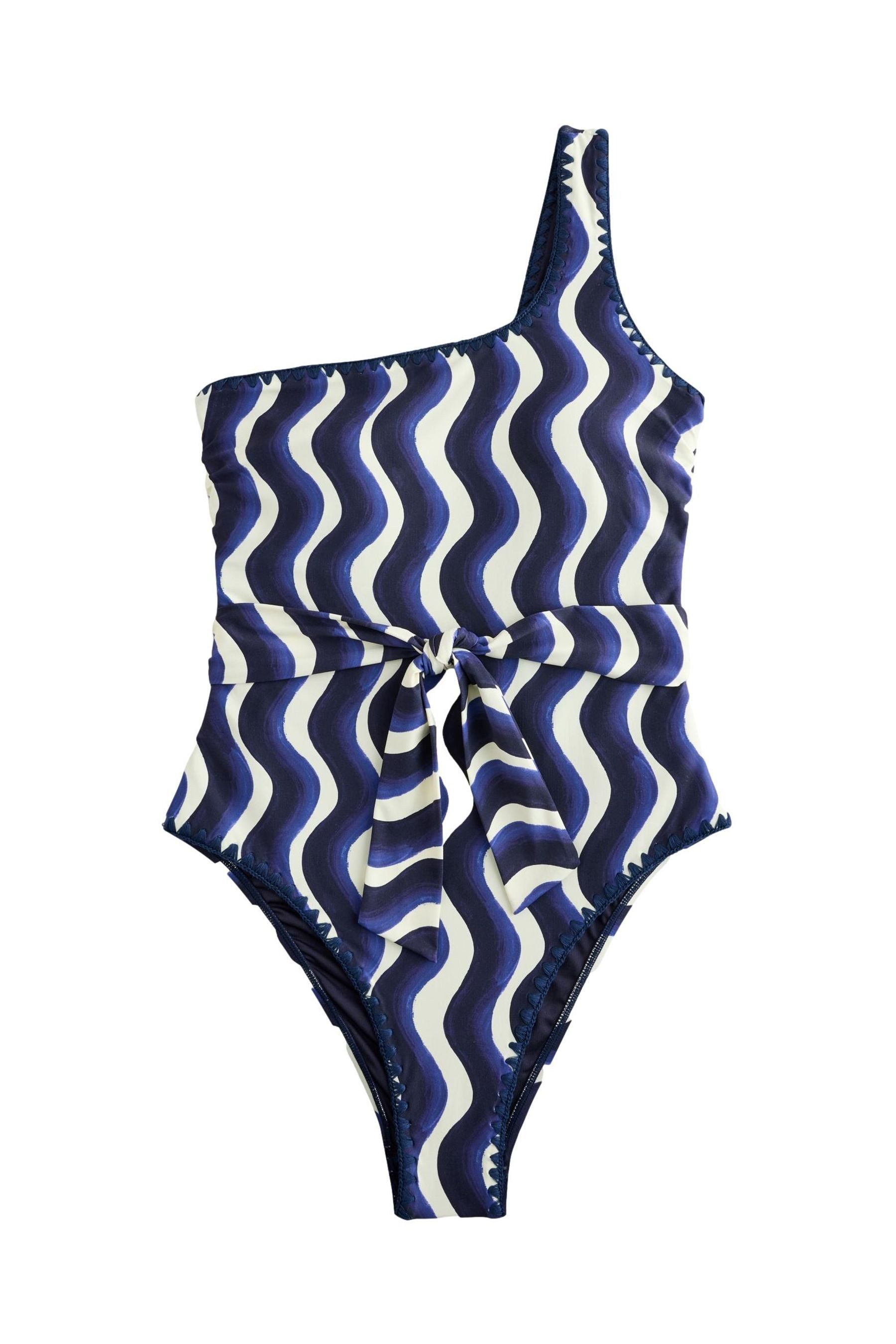 LAURA ASHLEY Badeanzug Laura Ashley einschulteriger Badeanzug, Wave-Print (1-St)