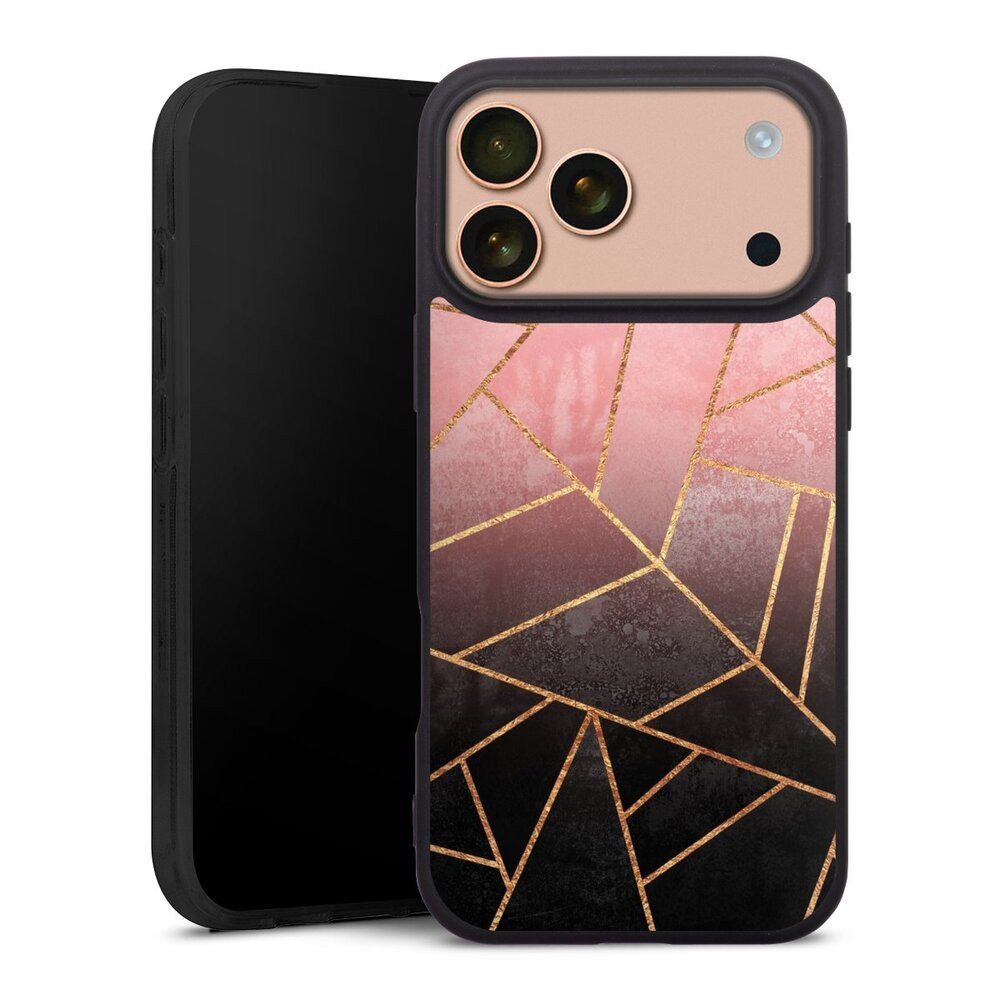 Handyhülle Farbverlauf Geometric Gold & Kupfer Pink And Black Stone Gold Print
