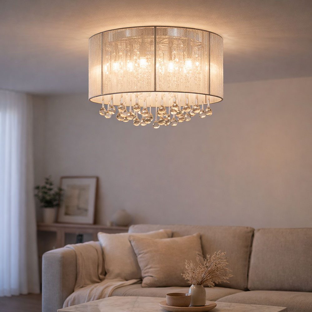 GLOBO LIGHTING LED Deckenleuchte, Leuchtmittel inklusive, Warmweiß, Deckenleuchte Glaskristalle Deckenlampe