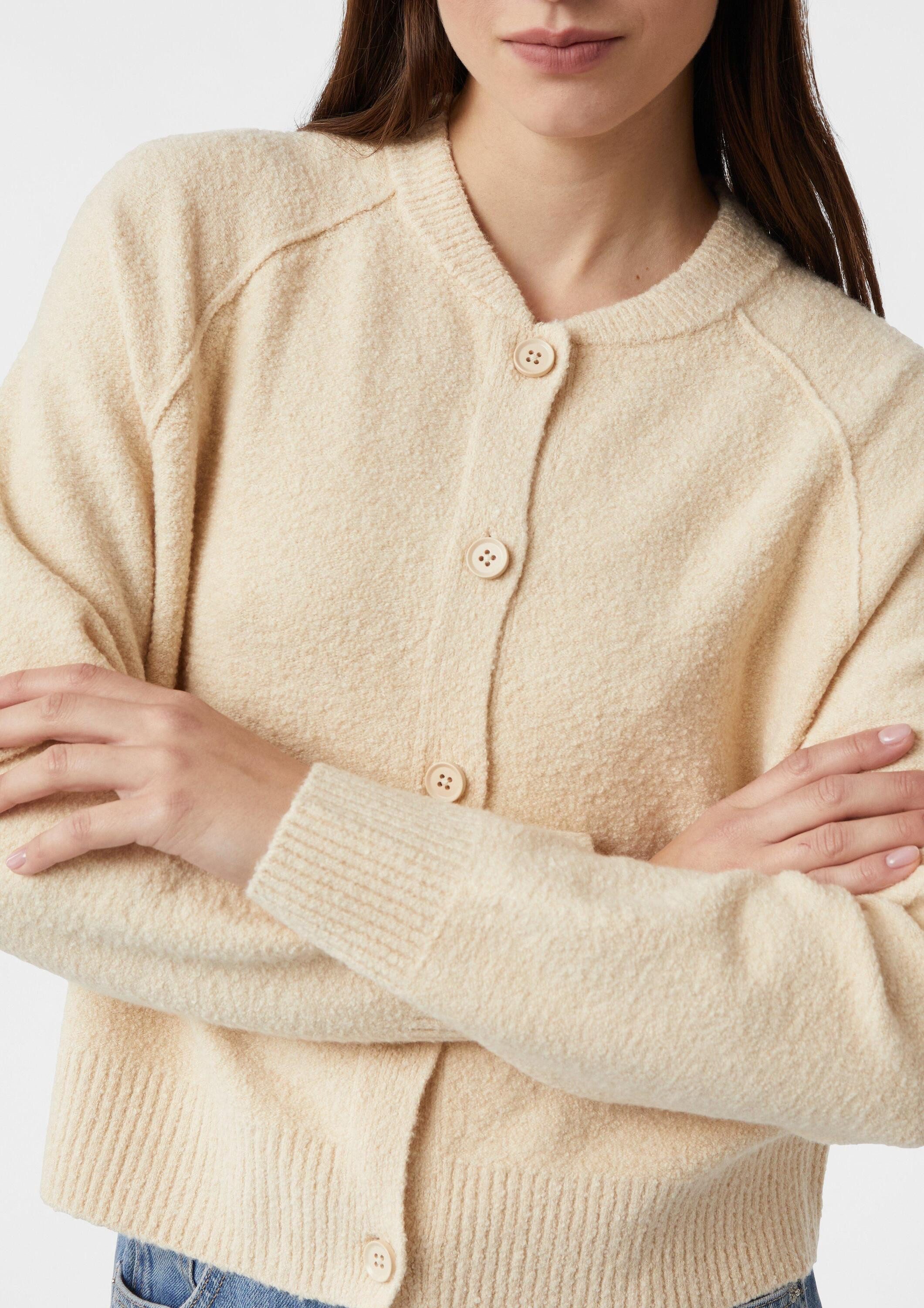 comma Cardigan Strickjacke Kurzer Strickcardigan aus Bouclé