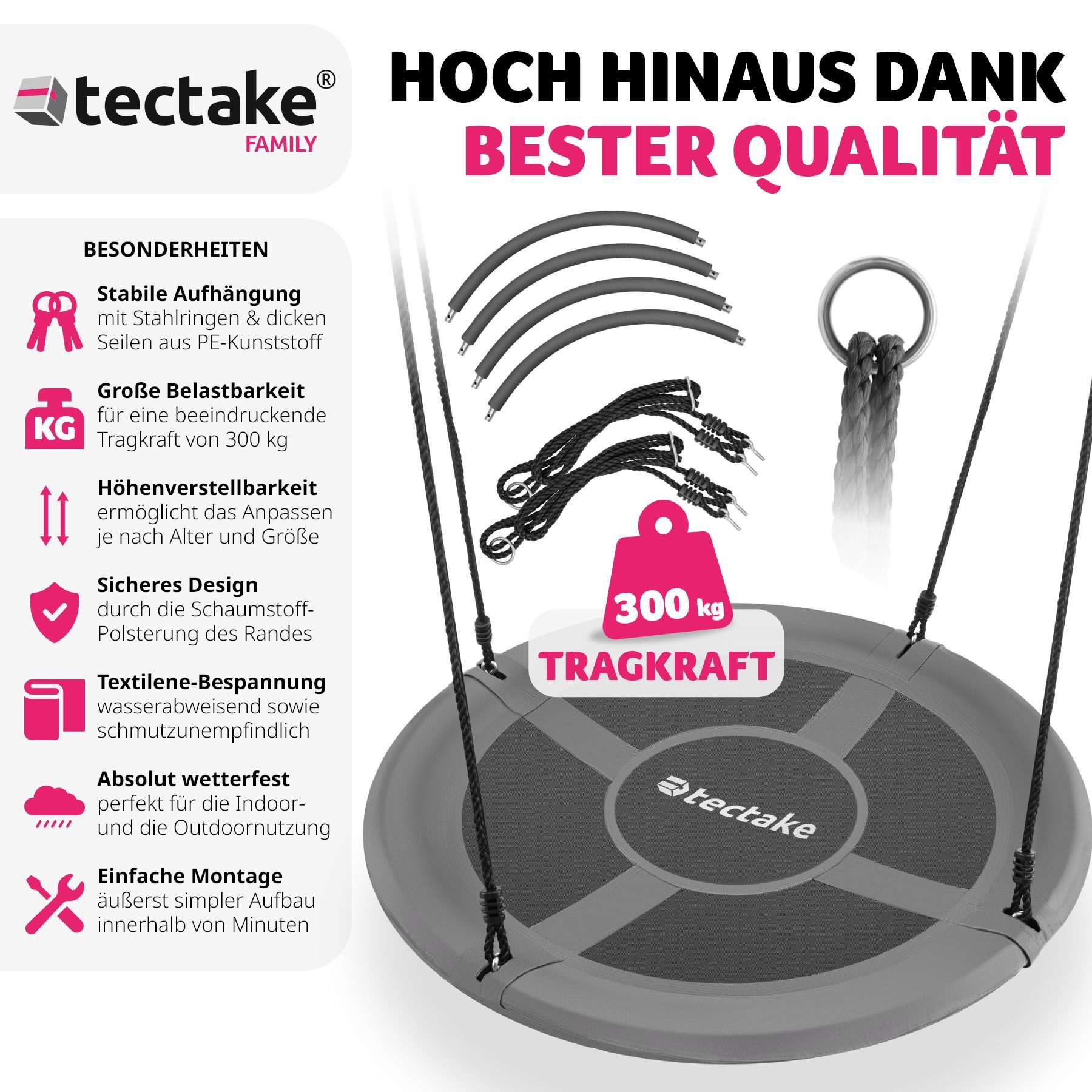 tectake Nestschaukel Teilerschaukel Swayer, höhenverstellbar, 300 günstig online kaufen