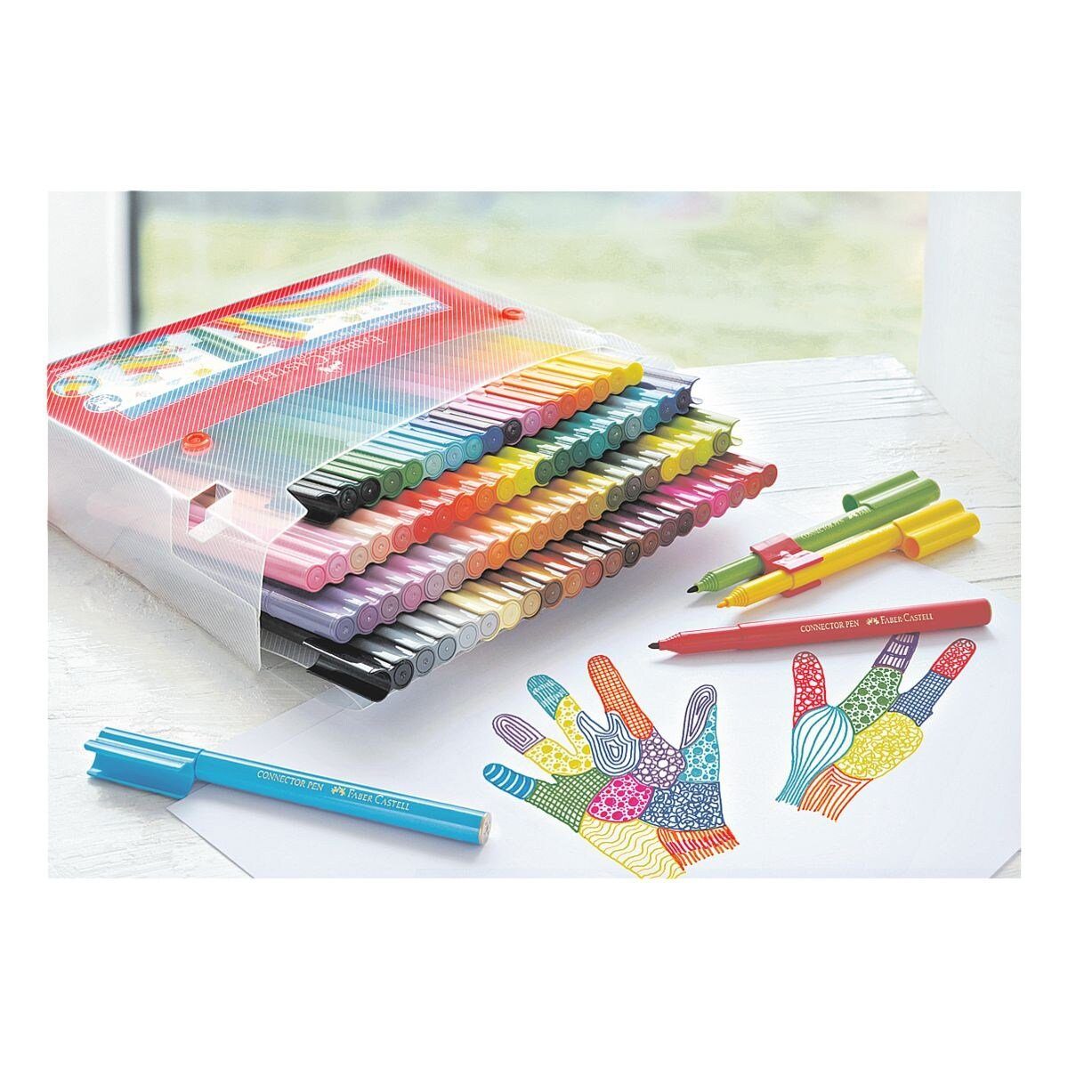 Faber-Castell Filzstift Connector, (92-tlg), zum Malen, Bauen und Spielen