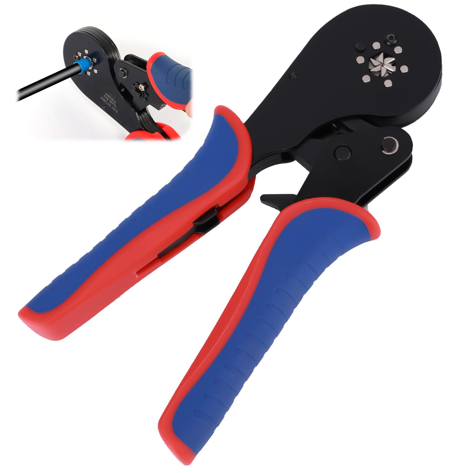 BlingBin Crimpzange Aderendhülsenzange Crimpzangen Aderendhülsen Presszange, 1er Set 1-tlg., Crimpbereich: 0,08–16 mm² (30–16 AWG), Crimpzange für Aderendhülsen Kabelverbinder aus Kohlenstoffstahl