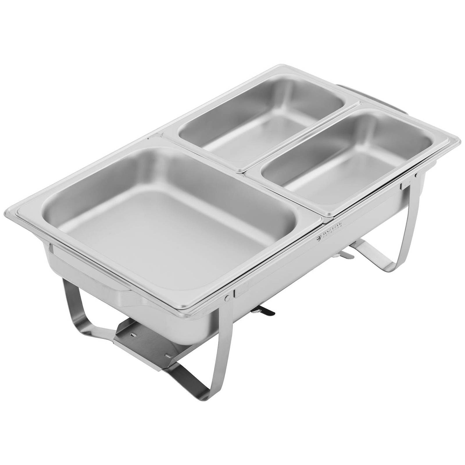 Royal Catering Speisenwärmer 9L Chafing Dish GN 1/2 + 2x GN 1/4 Warmhalten 2 Brennstoffbehälter