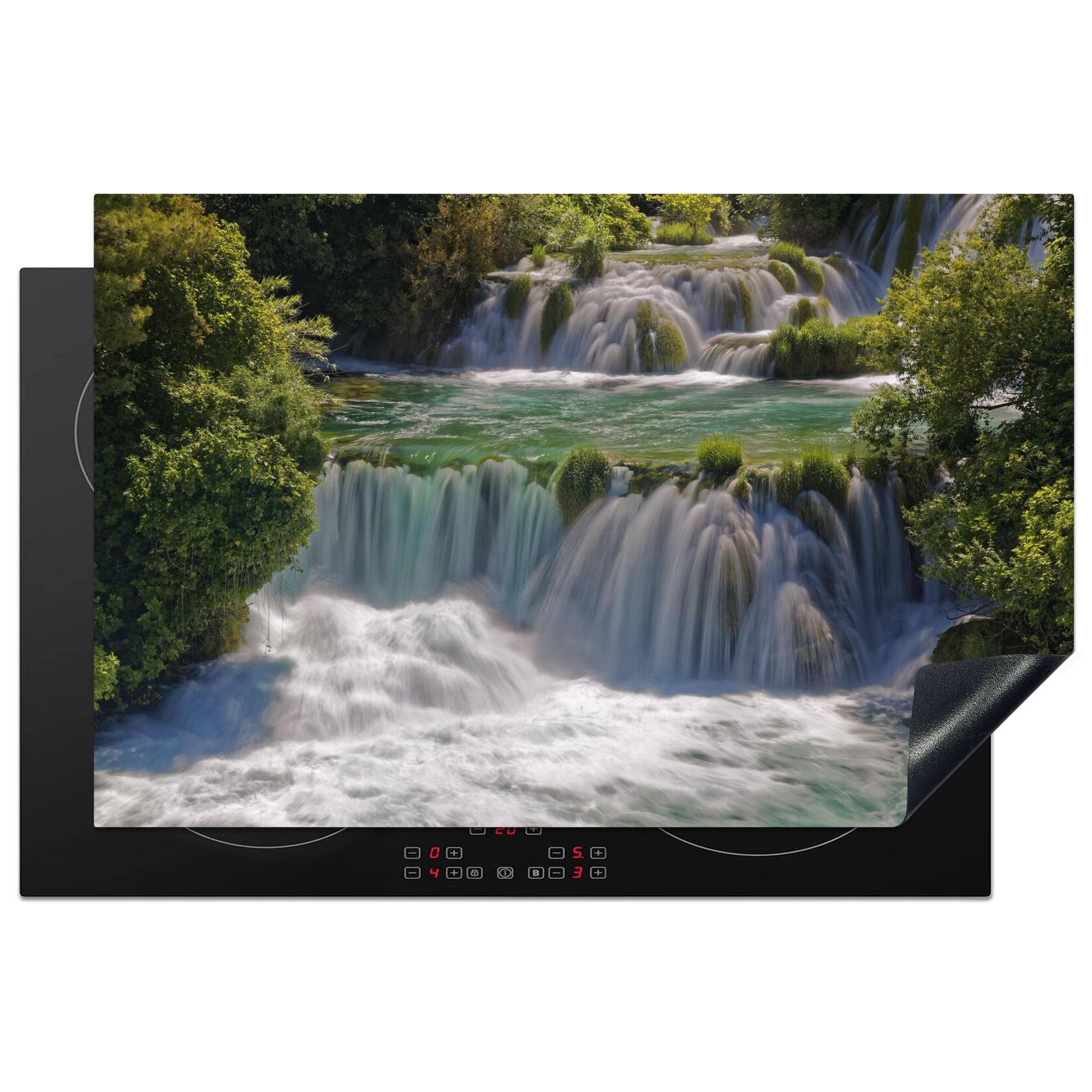 MuchoWow Herdblende-/Abdeckplatte Tosende Wasserfälle in den Flüssen des Krka-Nationalparks in Kroatien, Vinyl, (1 tlg), 81x52 cm, Induktionskochfeld Schutz für die küche, Ceranfeldabdeckung