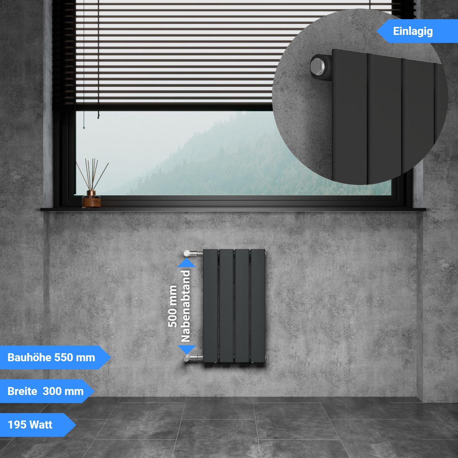 WITEN&NOCK Badheizkörper Flach Paneelheizkörper mit Seitenanschluss Nabenab günstig online kaufen