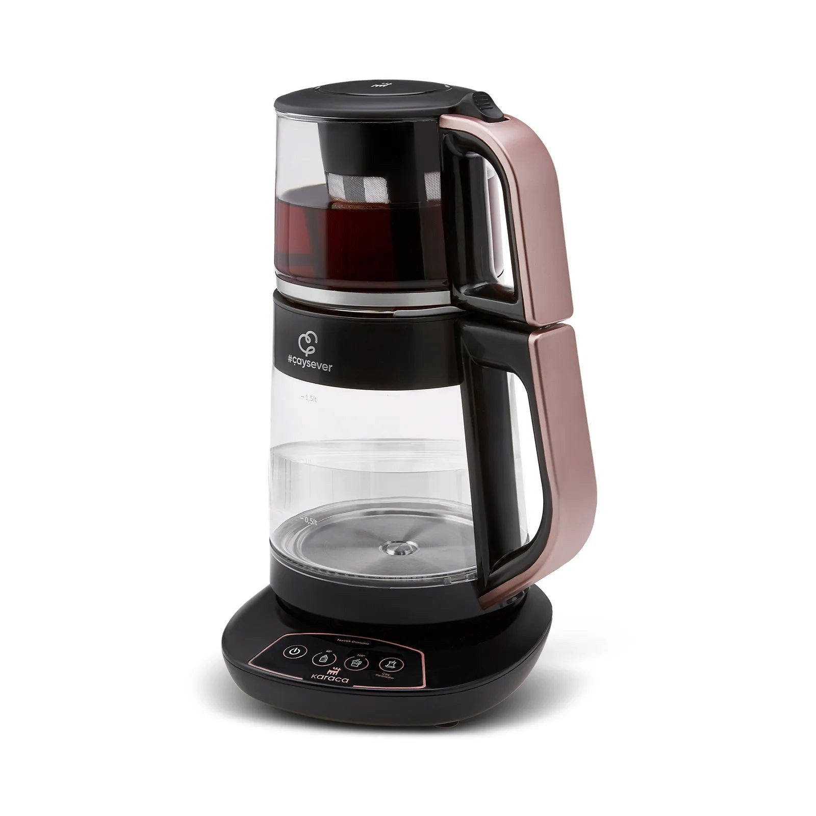Karaca Wasser-/Teekocher Karaca Çaysever 3-in-1 Sprechender Teekocher + Wasserkocher, Rosegold, 2200 W