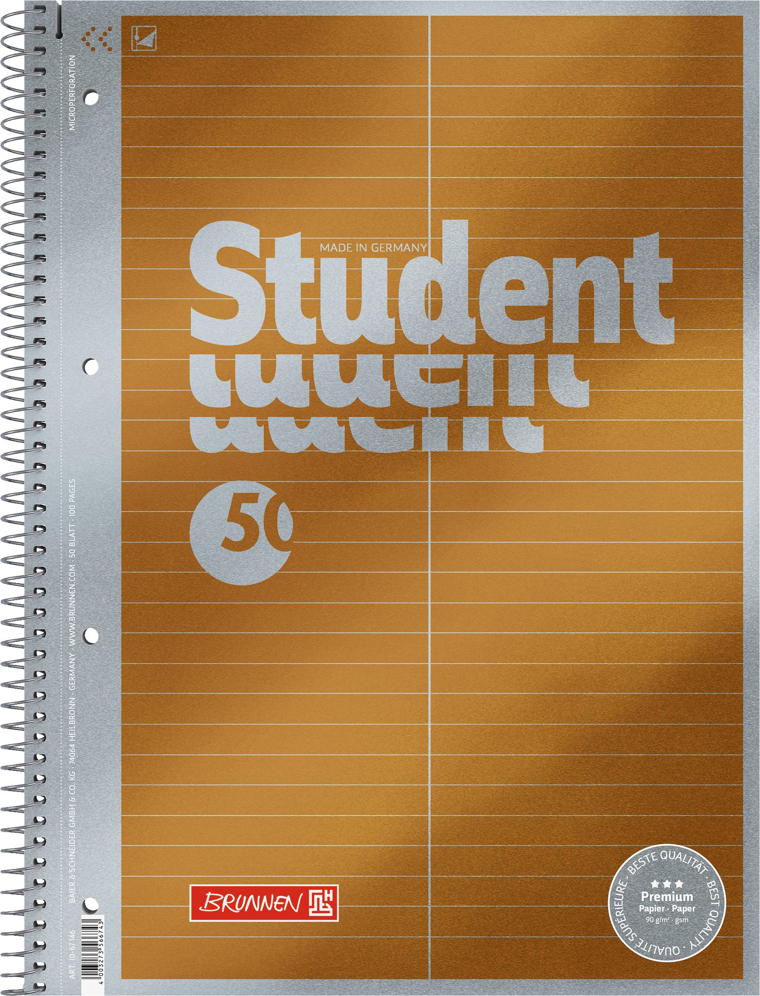 BRUNNEN Collegeblock Collegeblock Premium Student "Vokabeln" A4 liniert mit Teilungslinie L