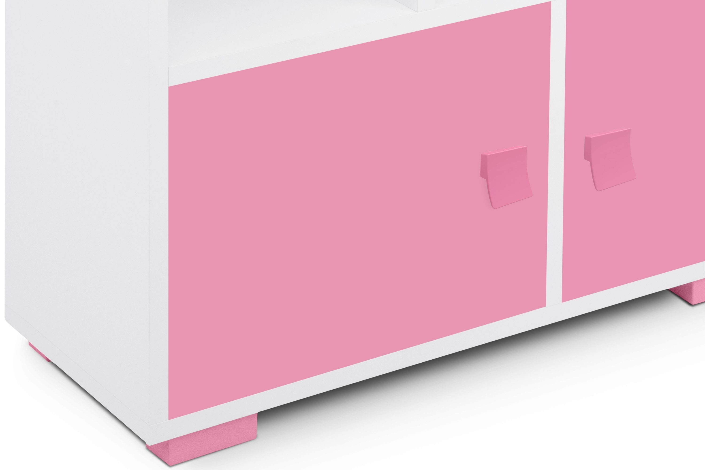 weiß/rosa Hausform, mit Tür, in Bücherregal mit PABIS, Kinderregal Bücherregal Konsimo Pastellfarben Türen