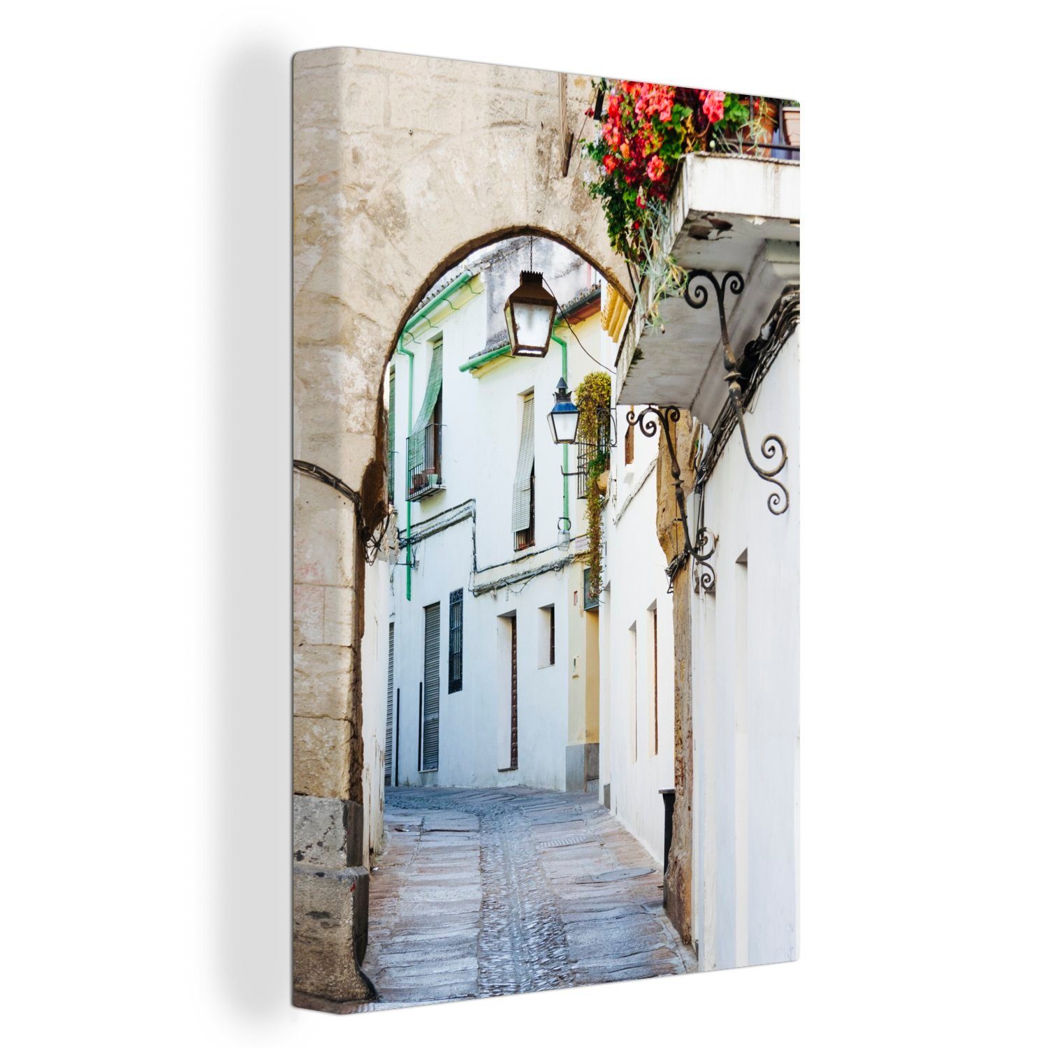 Straßen und gemütliche St), in Ruhige Leinwandbild Spanien, OneMillionCanvasses® Cordoba Gemälde, Zackenaufhänger, 20x30 inkl. (1 cm bespannt Leinwandbild fertig von