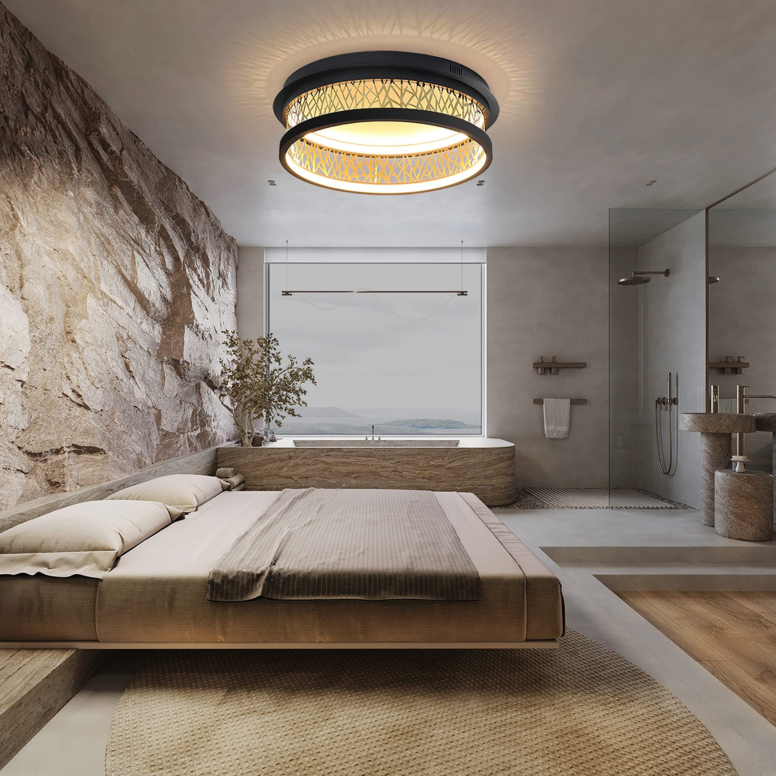 schwarz Wohnzimmer LED LED ZMH warmweiß, integriert fest Deckenlampe Deckenleuchte