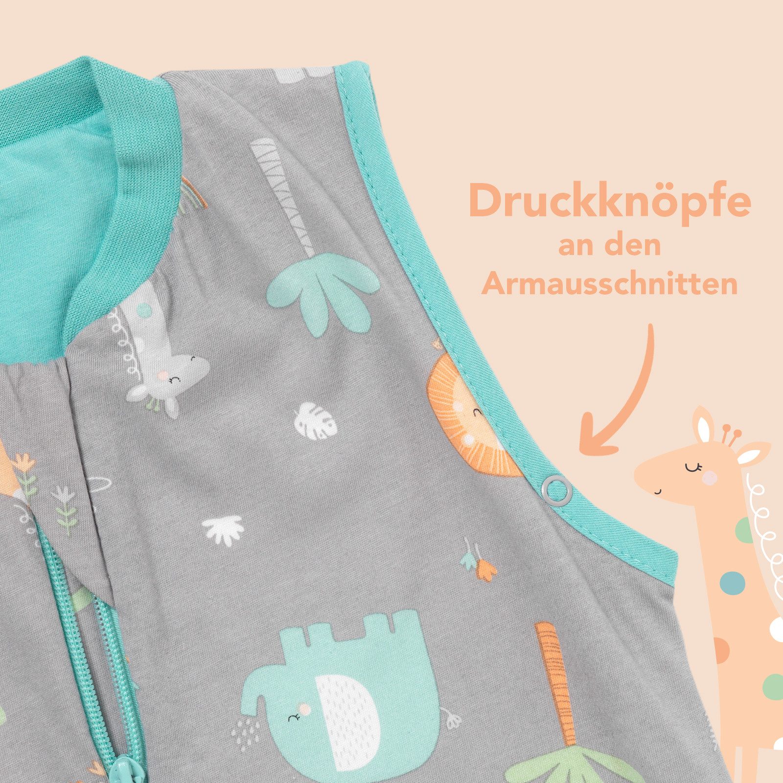 Schlummersack Kinderschlafsack Schlafsack mit Füßen und umklappbaren Bündchen, 1.0 Tog OEKO-TEX