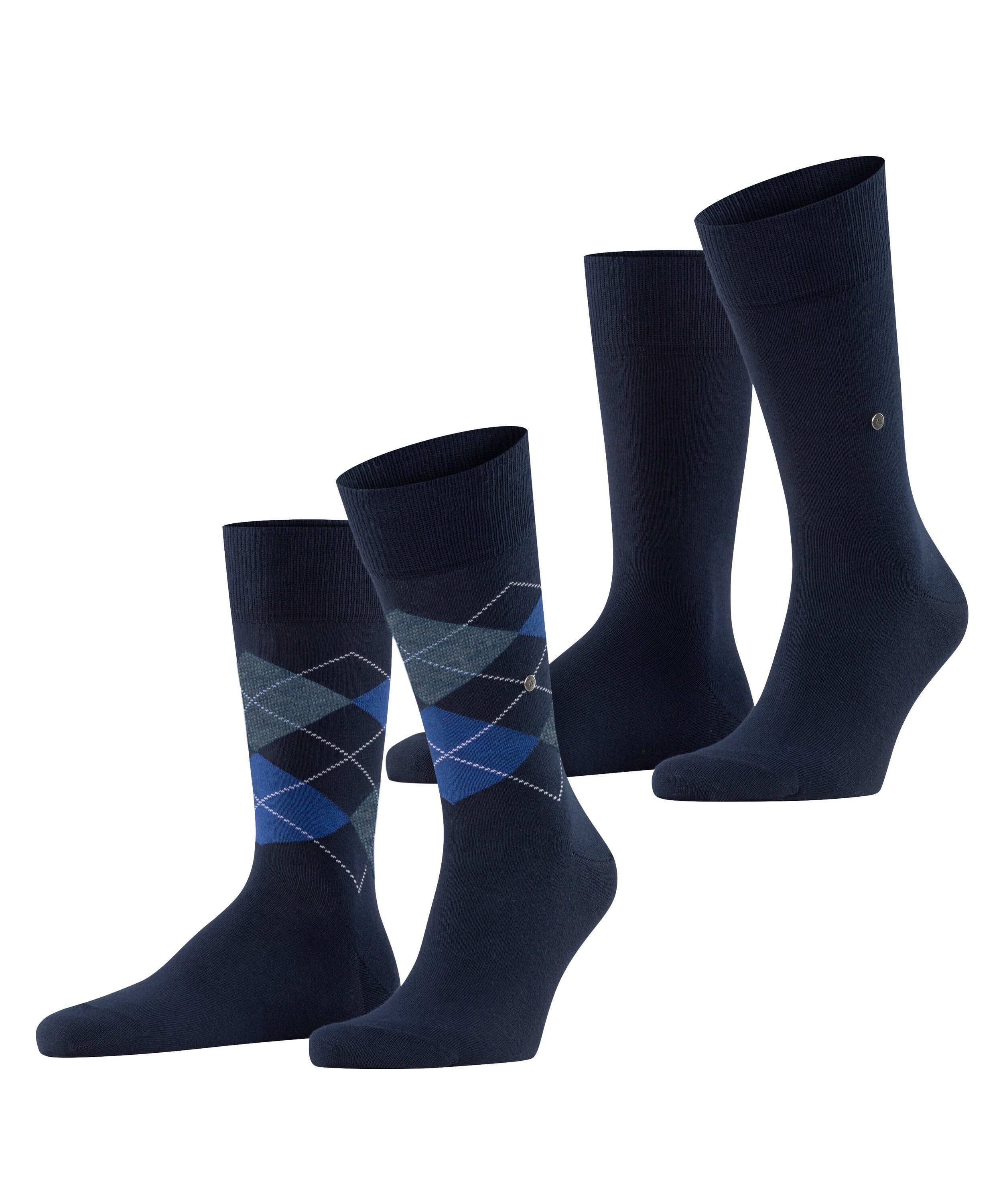 Burlington Socken Everyday Argyle Mix 2-Pack (2-Paar) aus weicher gekämmter Baumwolle