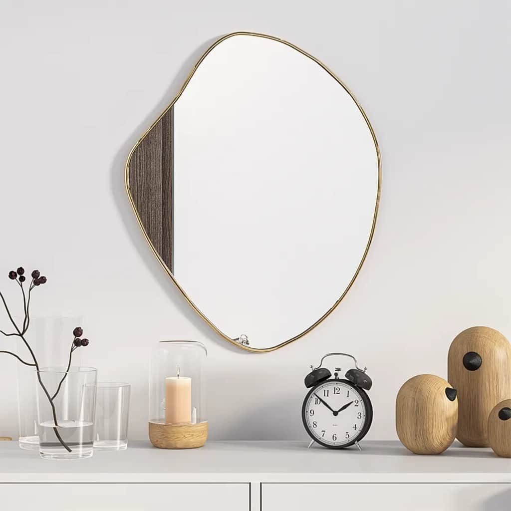 furnicato Wandspiegel 50 x 40 cm Golden (1-St), Klarer Kosmetikspiegel mit PVC-Rahmen für dein Badezimmer