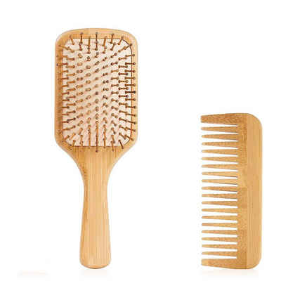 SOTOR Haarbürste Haarstyling-Kamm für Zuhause, 2er-Pack, Bambus-Haarbürste