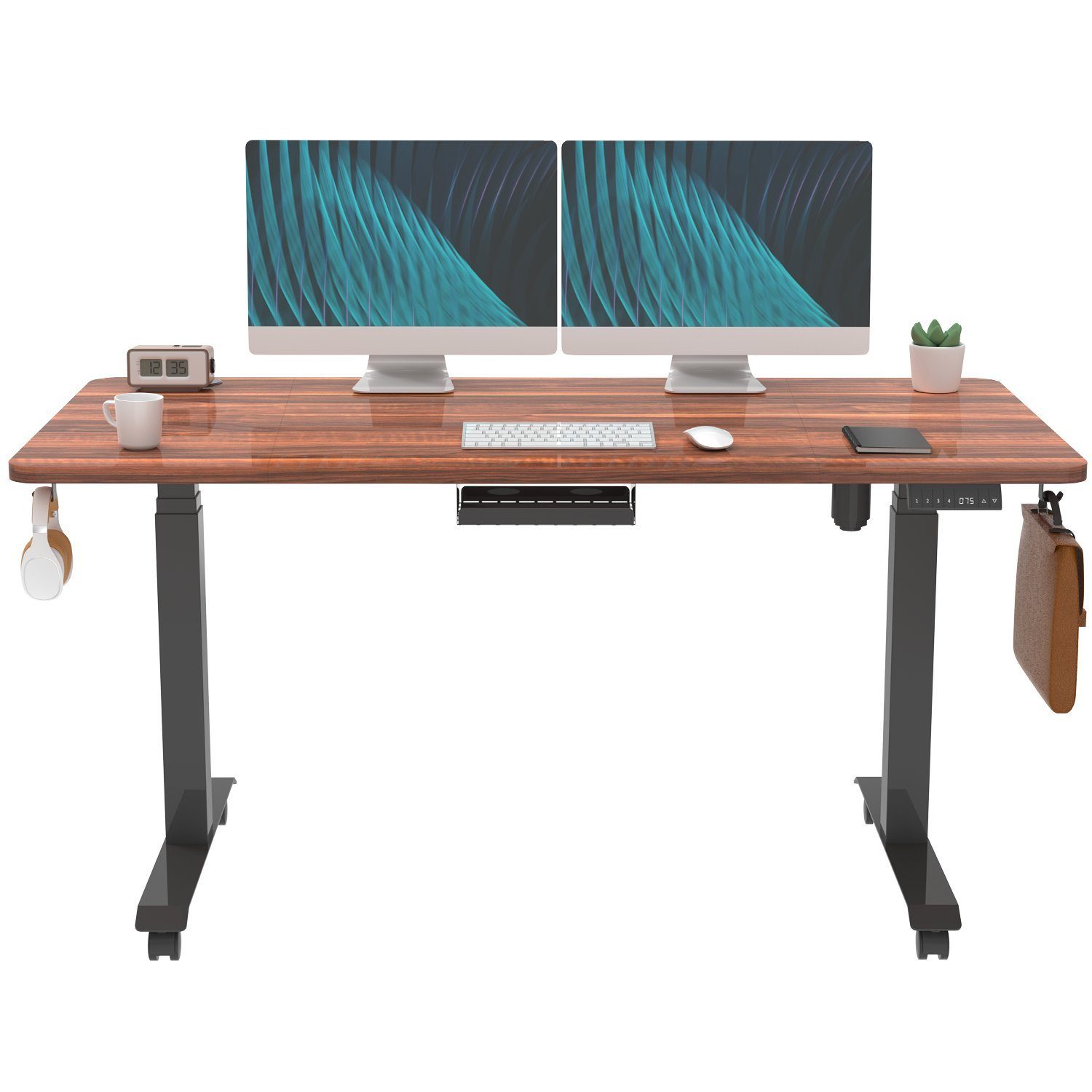HOMALL Schreibtisch Höhenverstellbar Elektrisch Ergonomisch tisch 160/180cm Walnuss