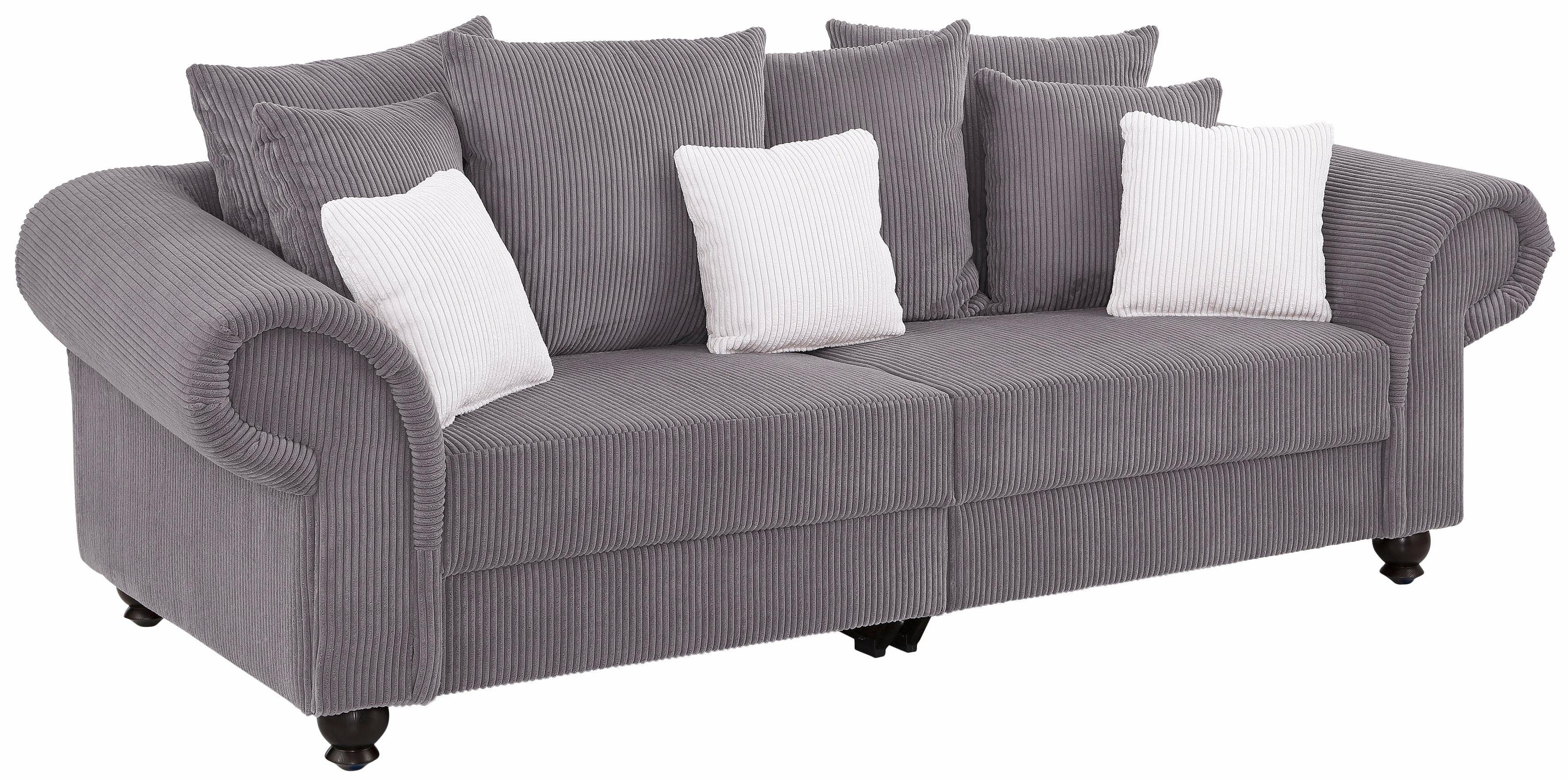 Home affaire Big-Sofa King Henry Mega Sofa, viel Platz, Breite 242cm, Federkern, in legerer Polsterung und vielen losen Kissen
