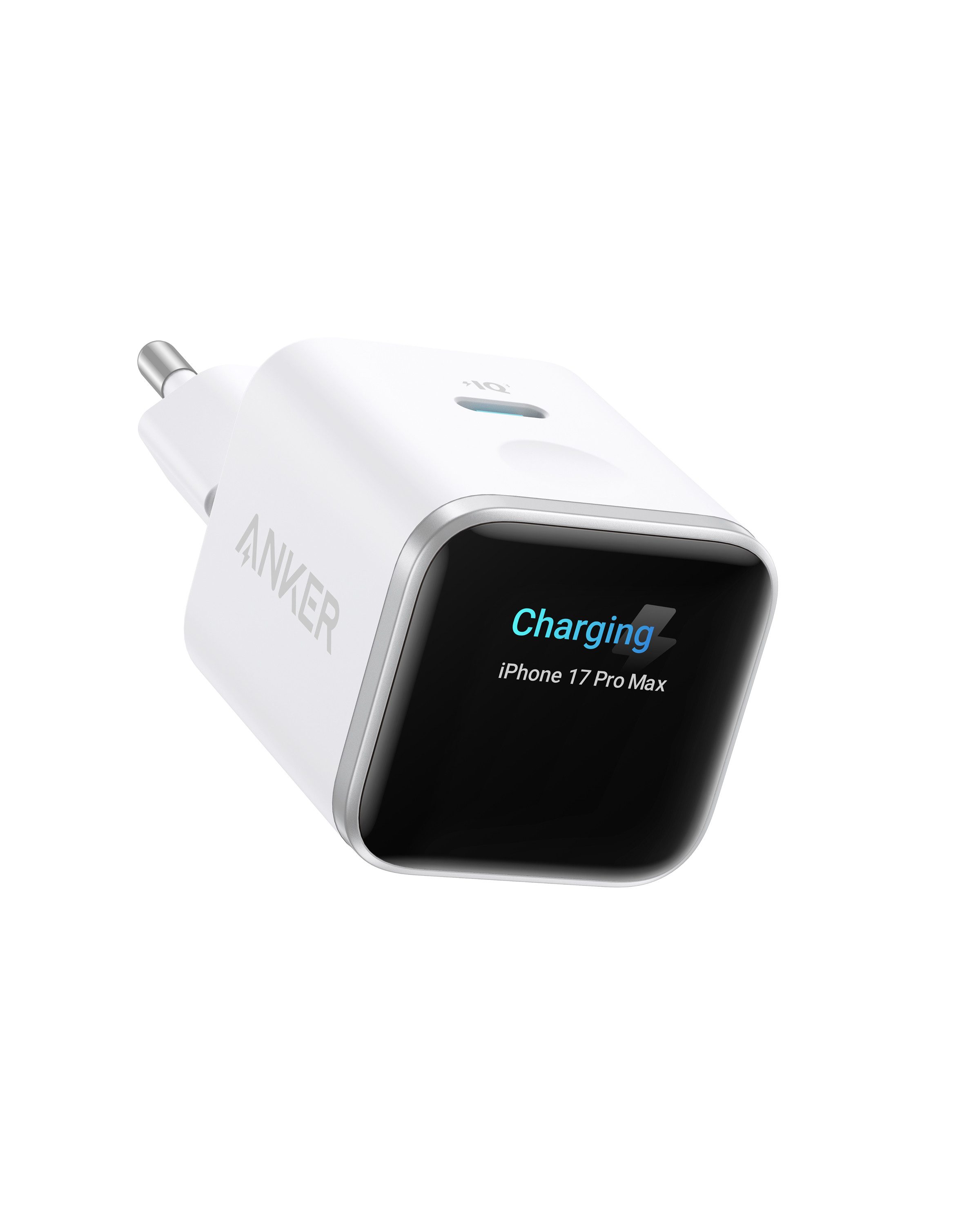 Anker Anker Nano 45W USB C Ladegerät mit Smart Display für iPhone Schnelllade-Gerät (GaN Ladegerät für iPhone 17 Pro Max iPhone 17/16/15 Serie)