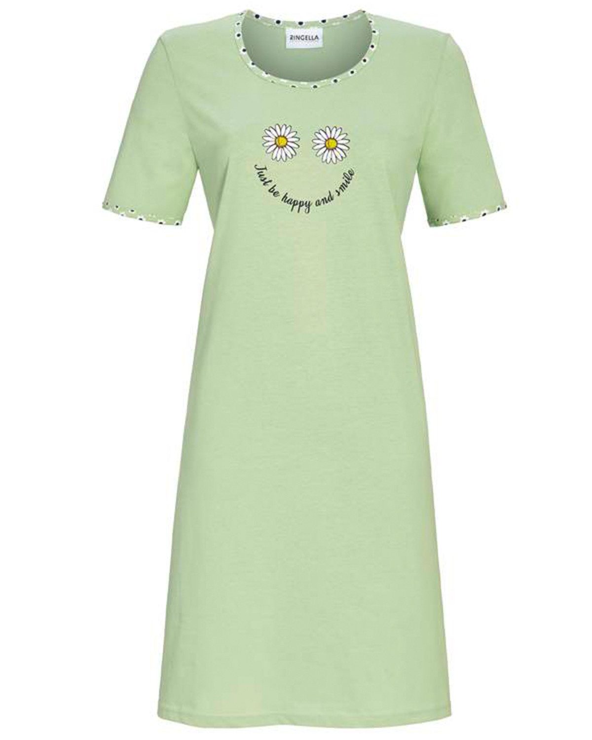 Ringella Nachthemd Kurzarm 'Happy & Smile' mit Druck 4211022, Salvia