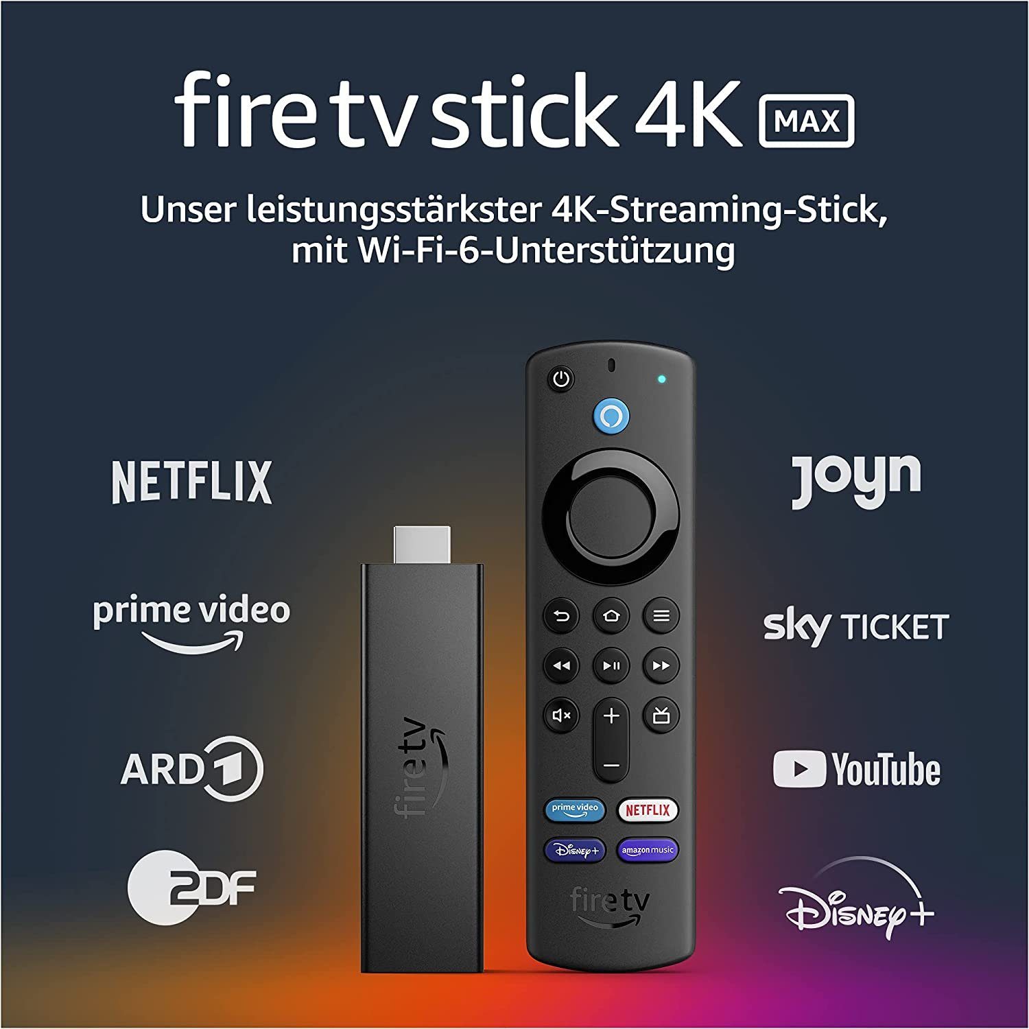 Amazon Streaming-Stick Fire TV Stick 4k Max mit Wi-Fi 6  Alexa-Sprachfernbedienung schwarz